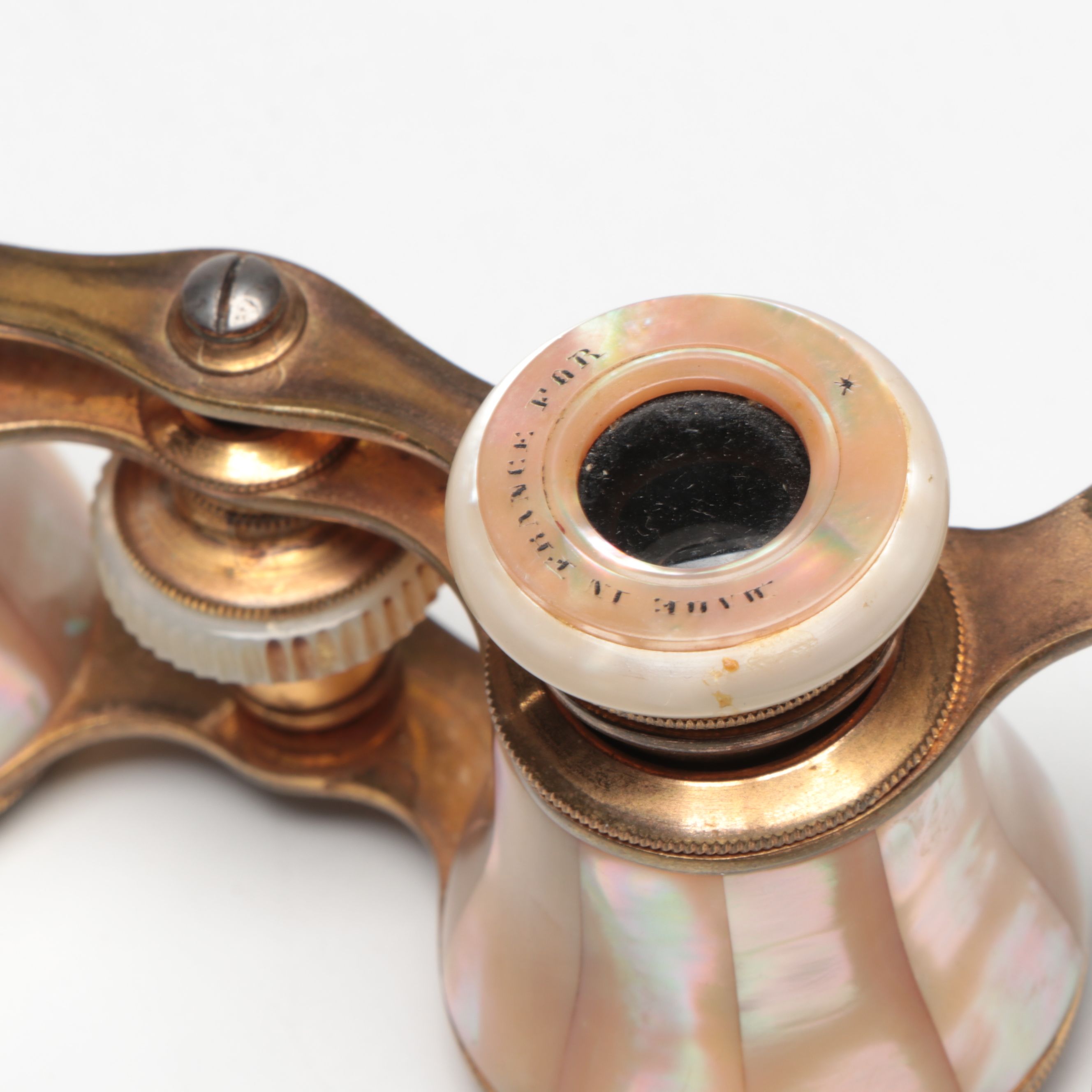 Gurney Bros. Mother of Pearl Lorgnette Opera Glasses with Framed Portraits