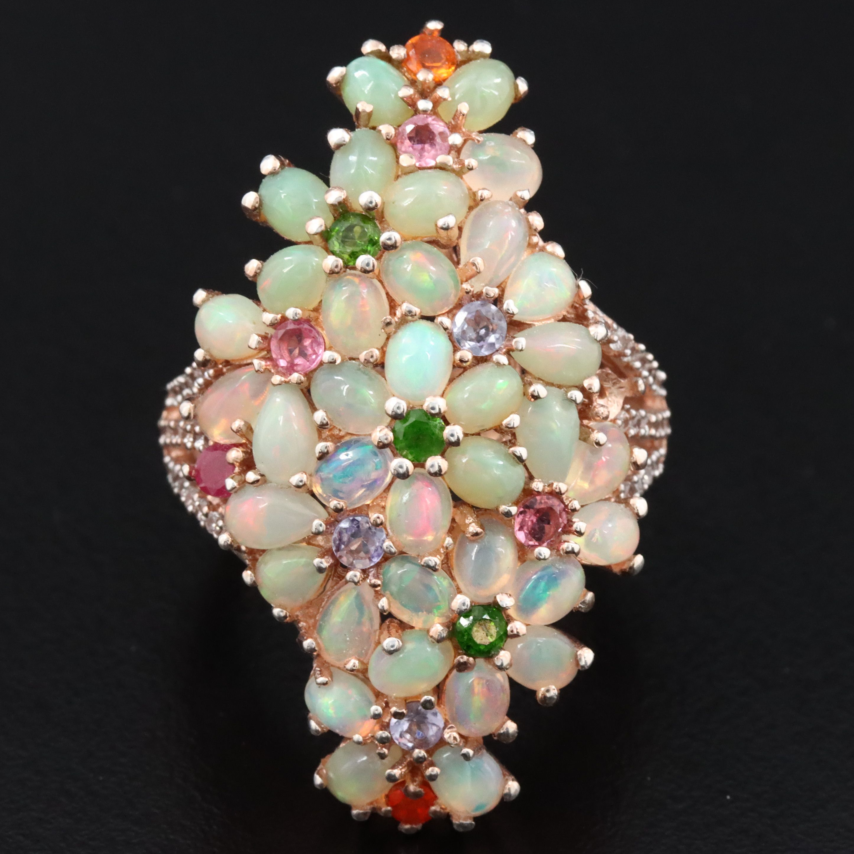 Sterling Giardinetti Ring Featuring Opal, Tanzanite, and Tourmaline