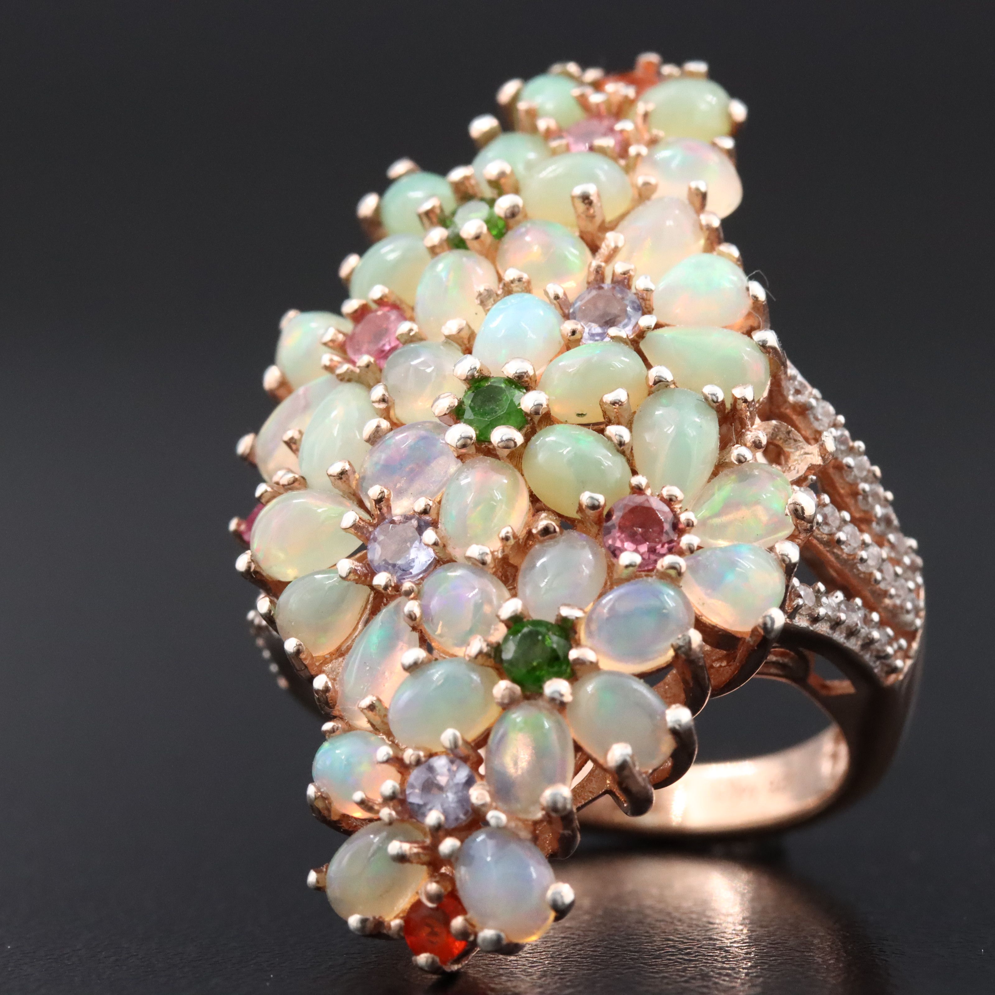 Sterling Giardinetti Ring Featuring Opal, Tanzanite, and Tourmaline