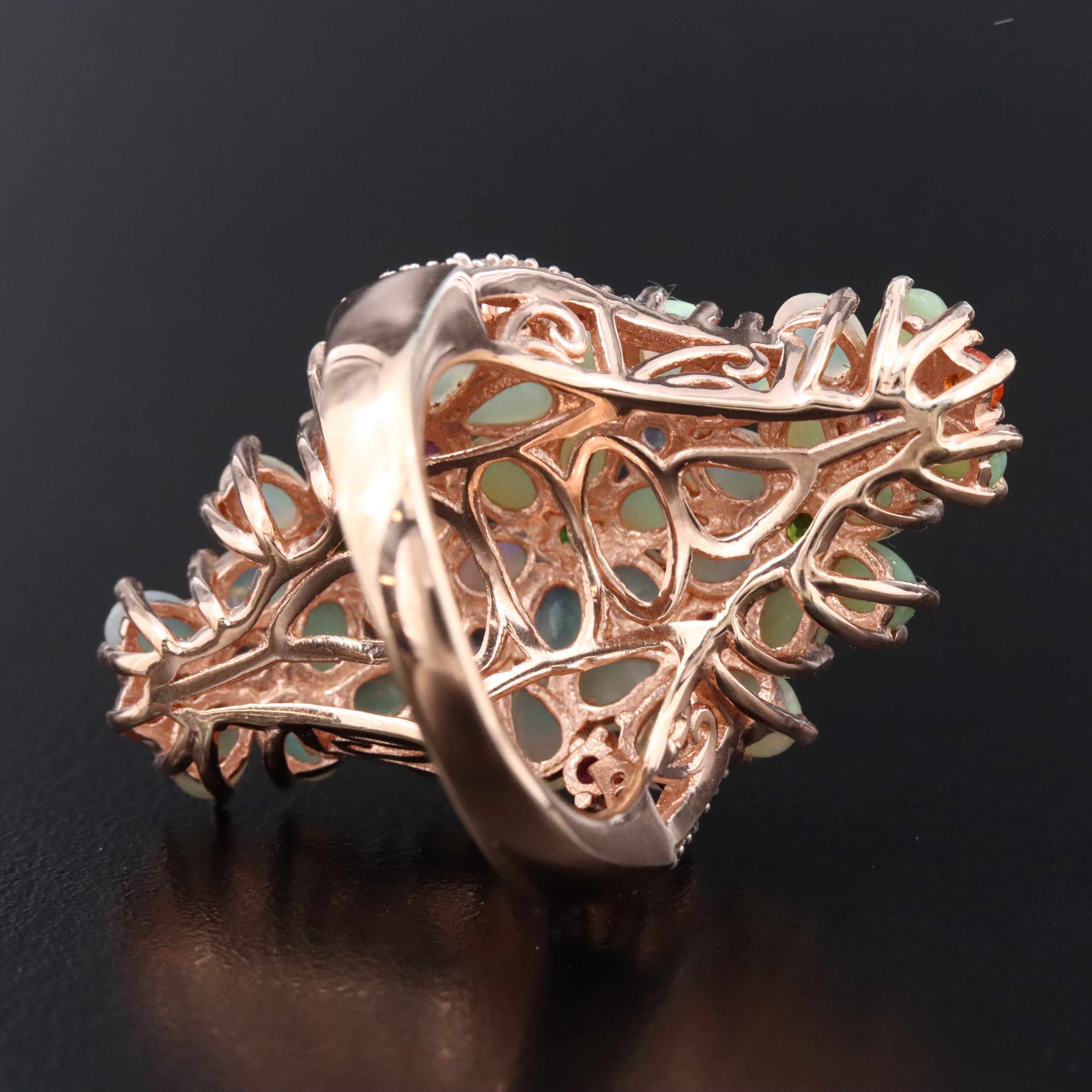 Sterling Giardinetti Ring Featuring Opal, Tanzanite, and Tourmaline