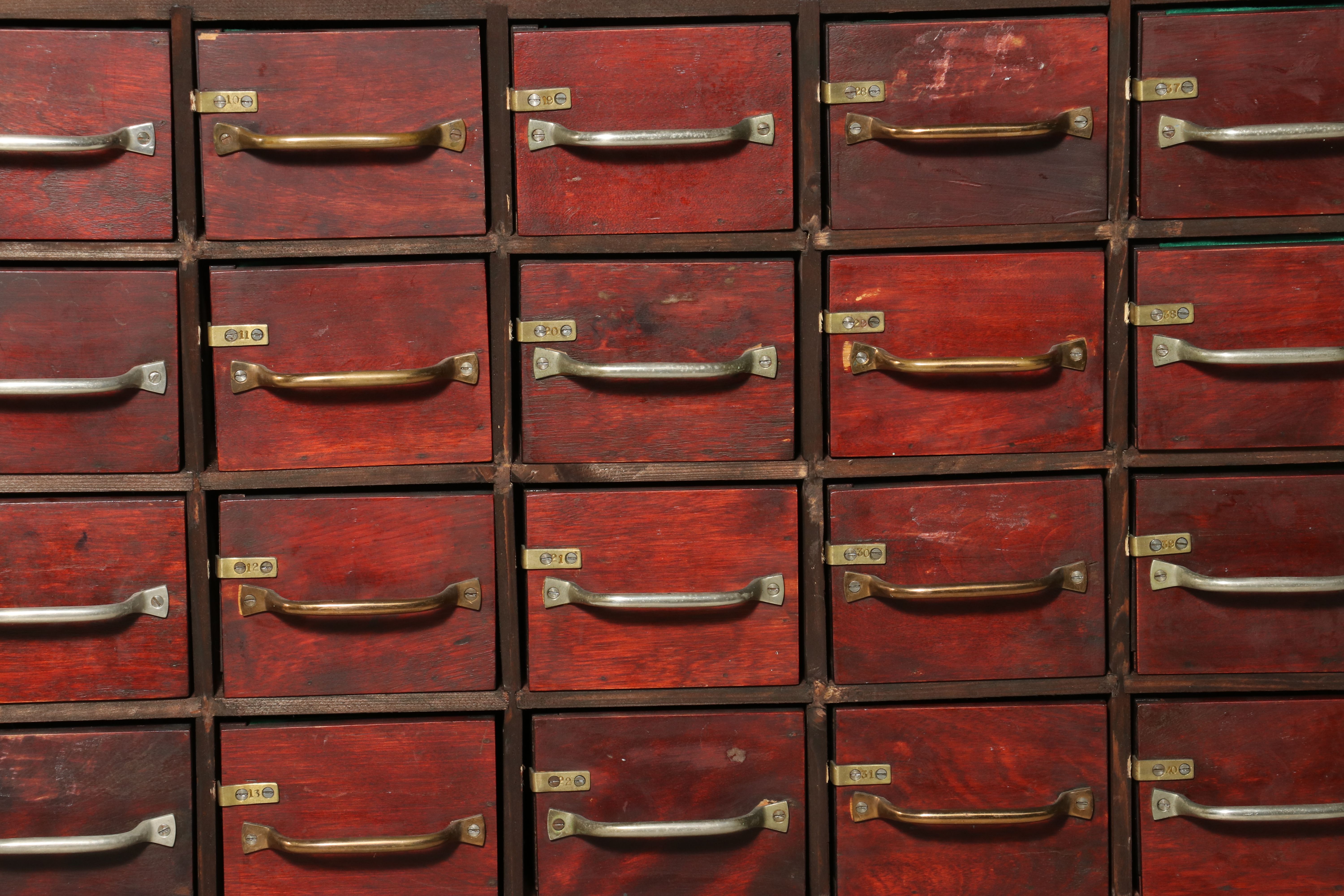 Victorian Style Mahogany 40-Drawer Mail Cabinet 20th Century