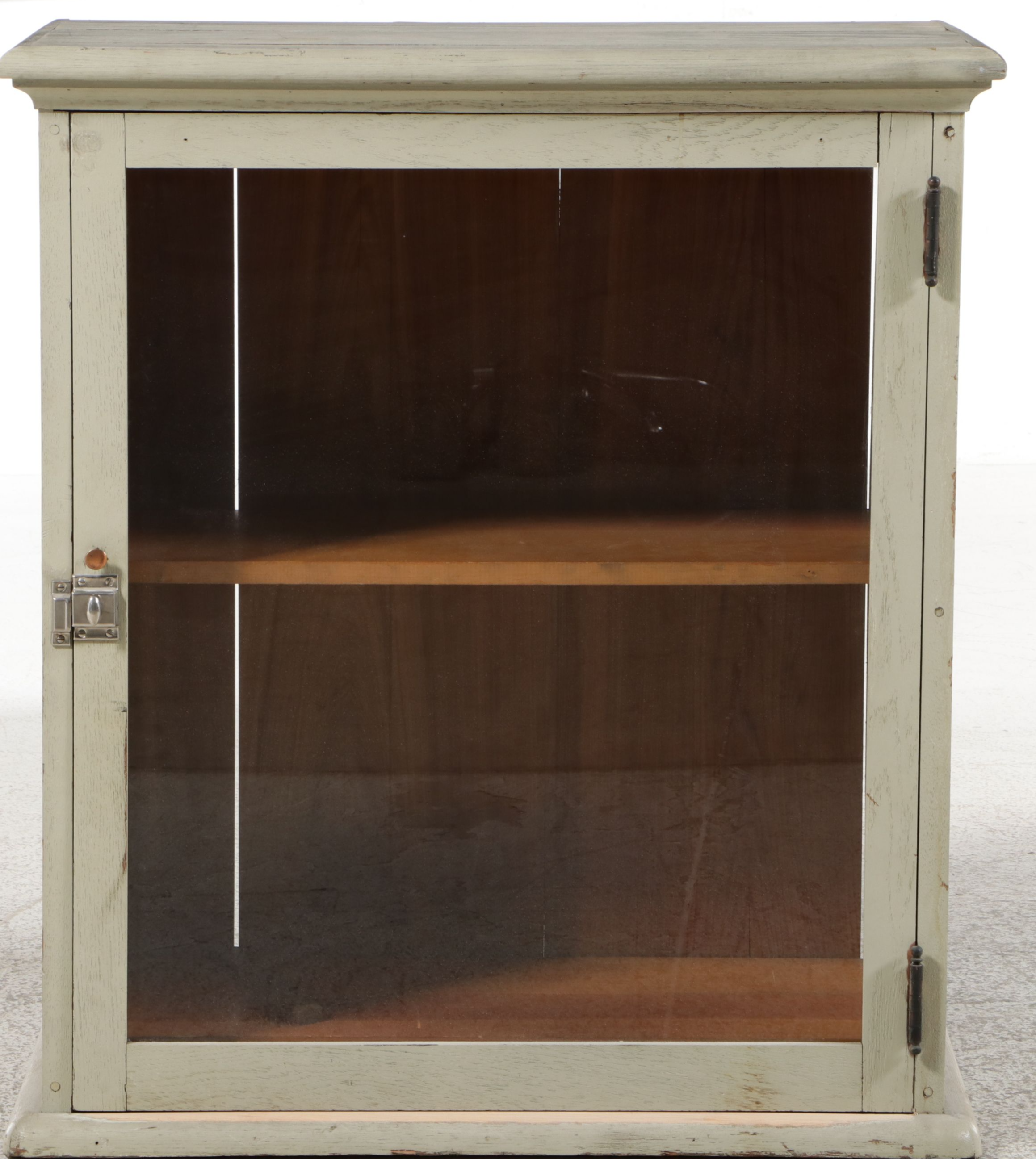 Edwardian Style Painted Oak Wall-Mount or Tabletop Glass Front Cabinet