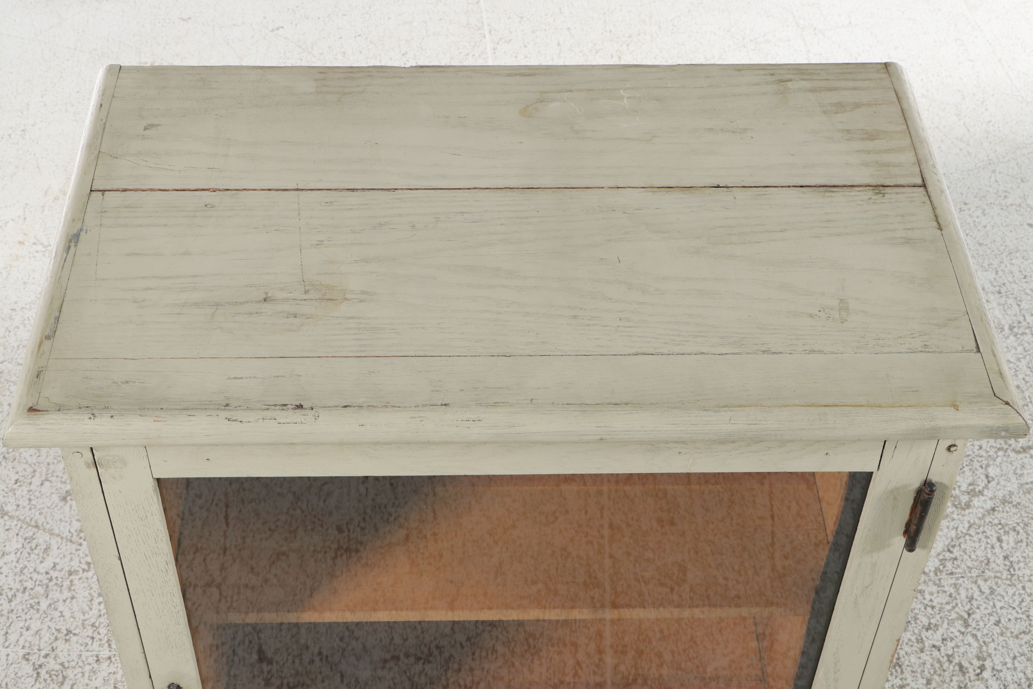 Edwardian Style Painted Oak Wall-Mount or Tabletop Glass Front Cabinet