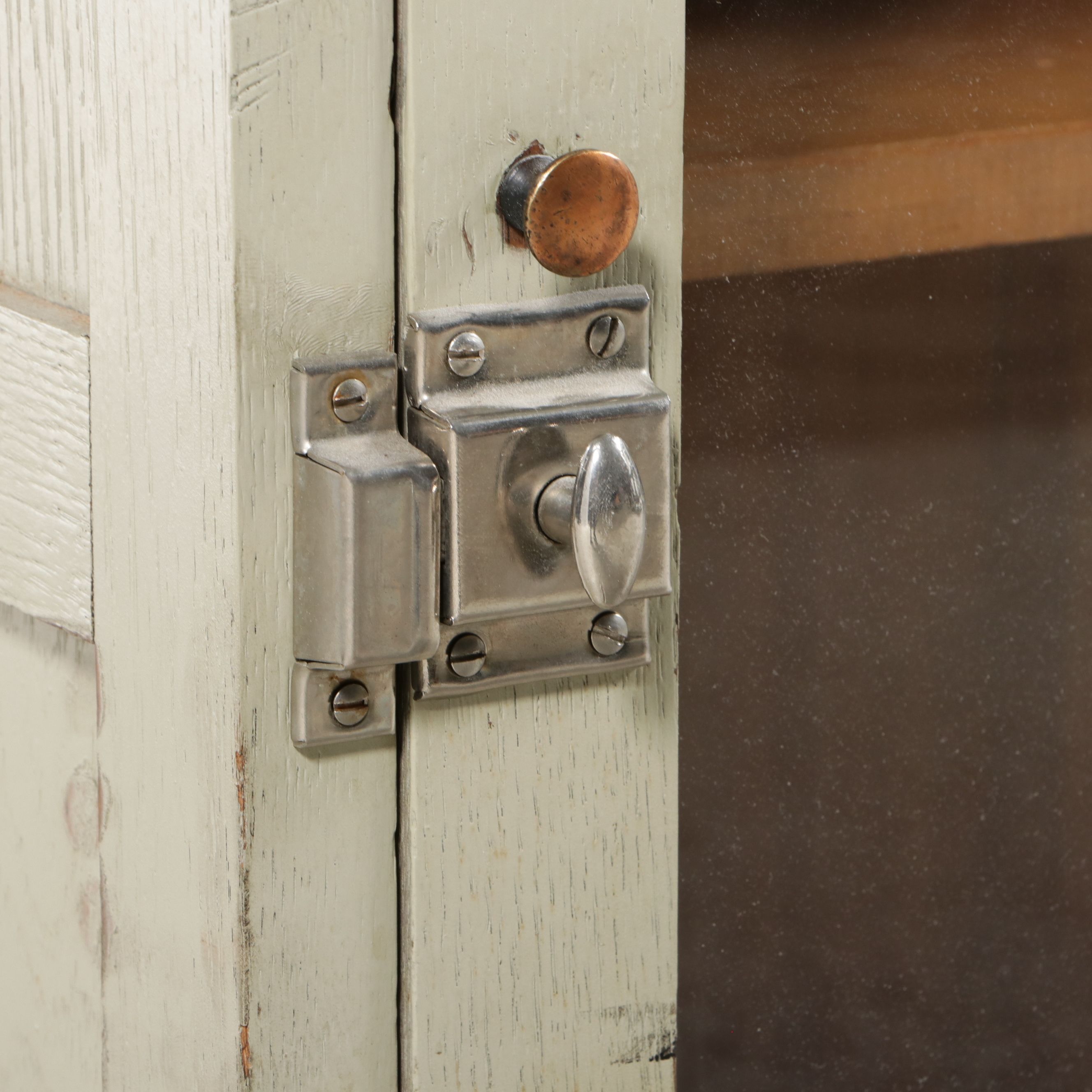 Edwardian Style Painted Oak Wall-Mount or Tabletop Glass Front Cabinet