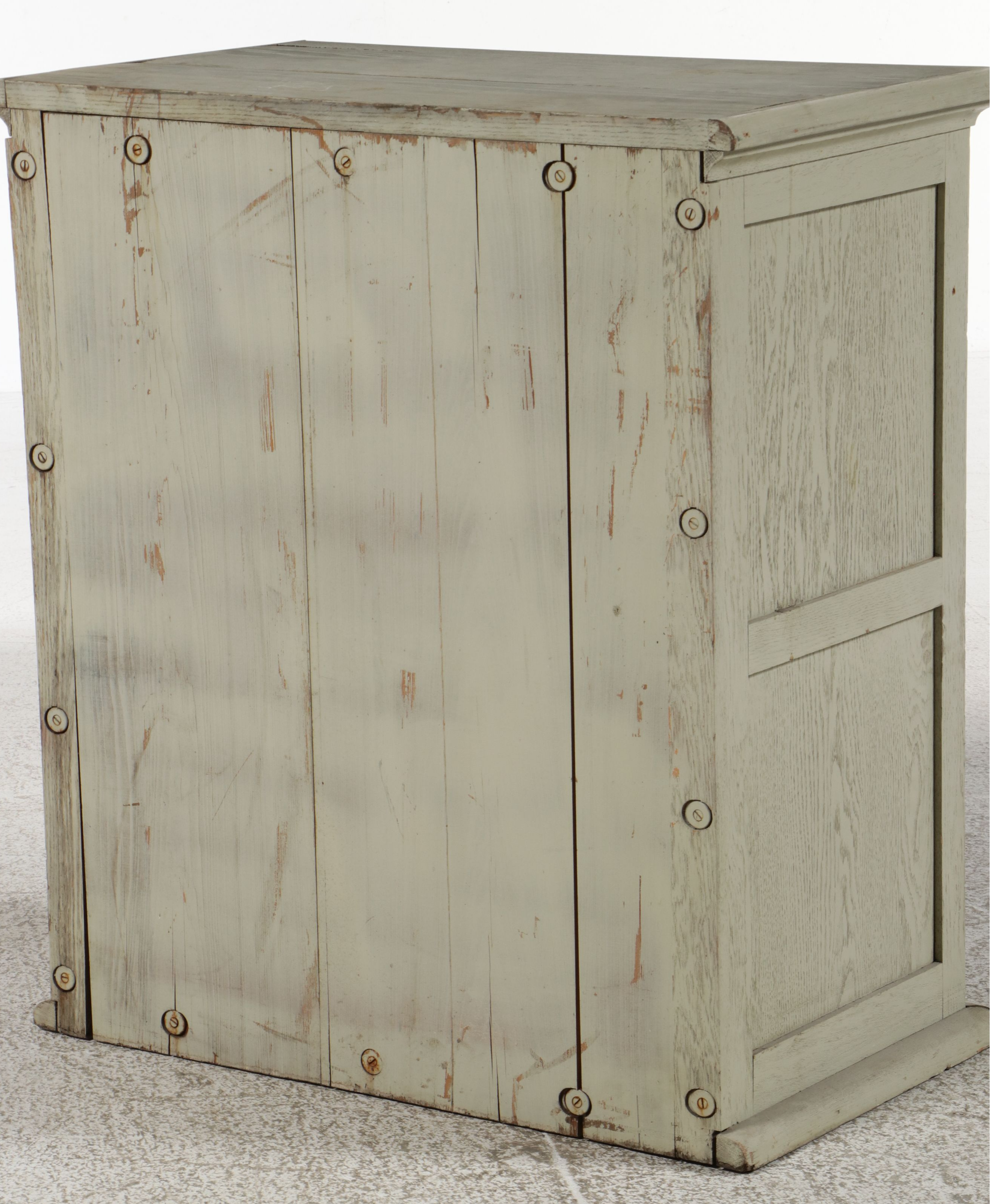 Edwardian Style Painted Oak Wall-Mount or Tabletop Glass Front Cabinet