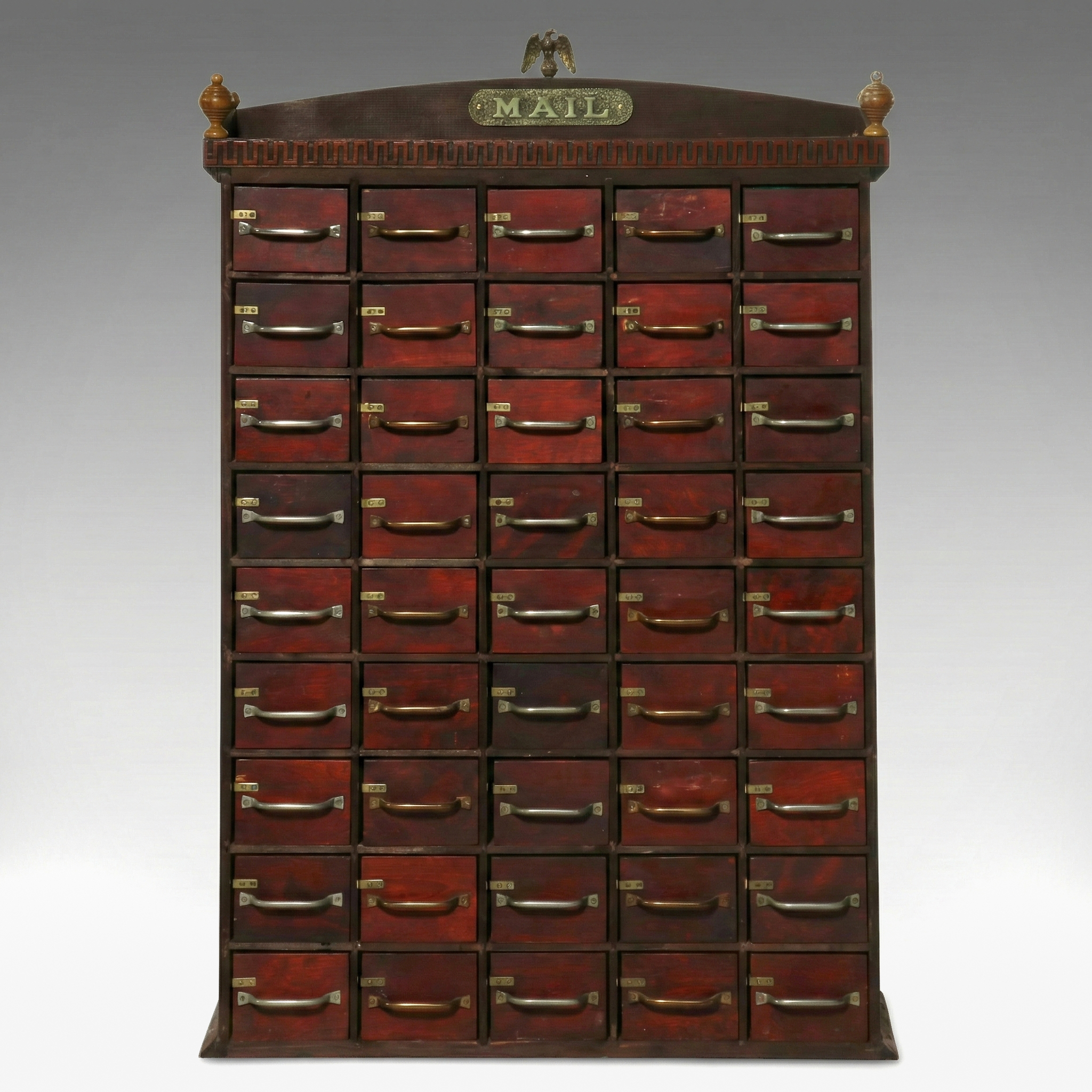 Victorian Style Mahogany 40-Drawer Mail Cabinet 20th Century