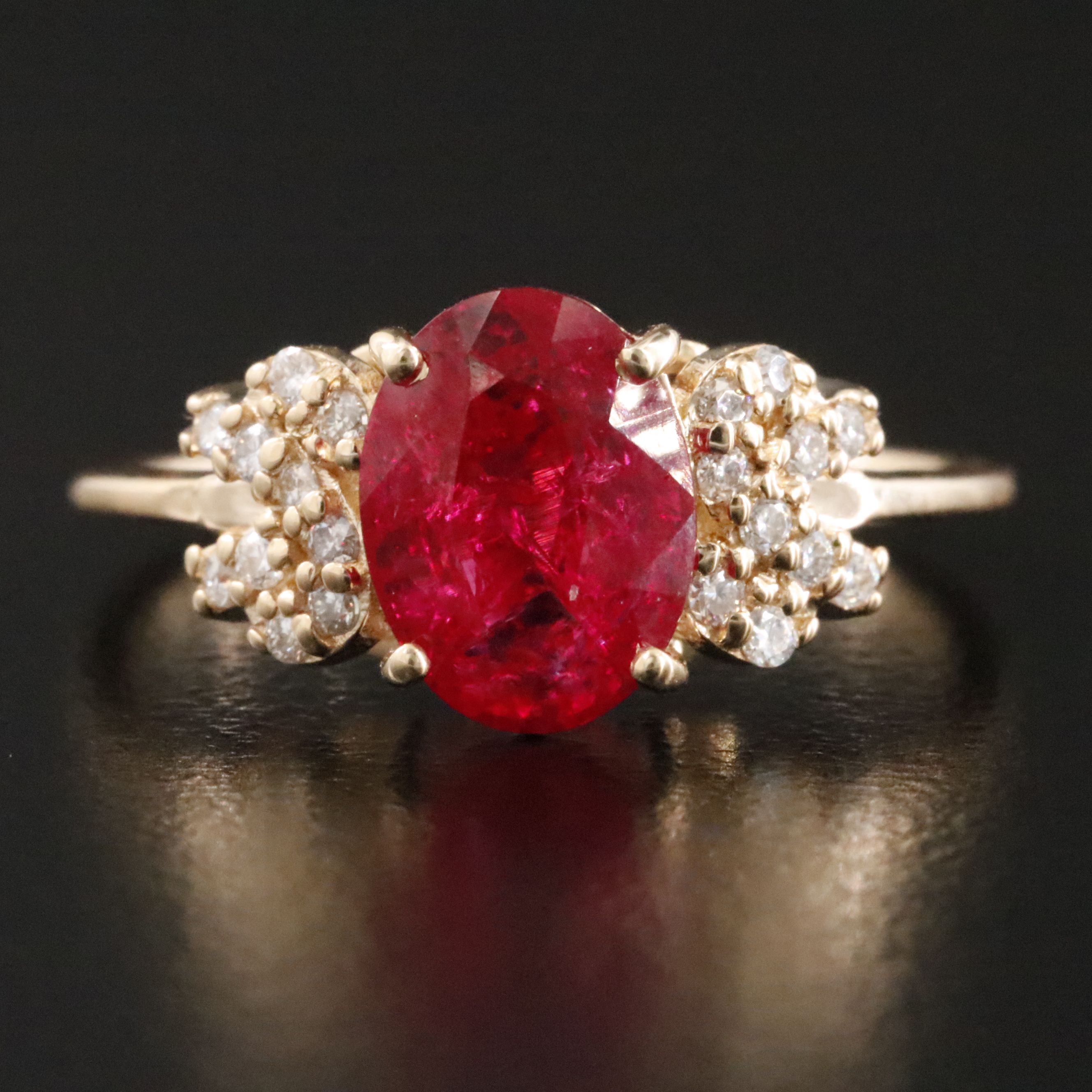 14K 2.05 CT Ruby and Moissanite Ring