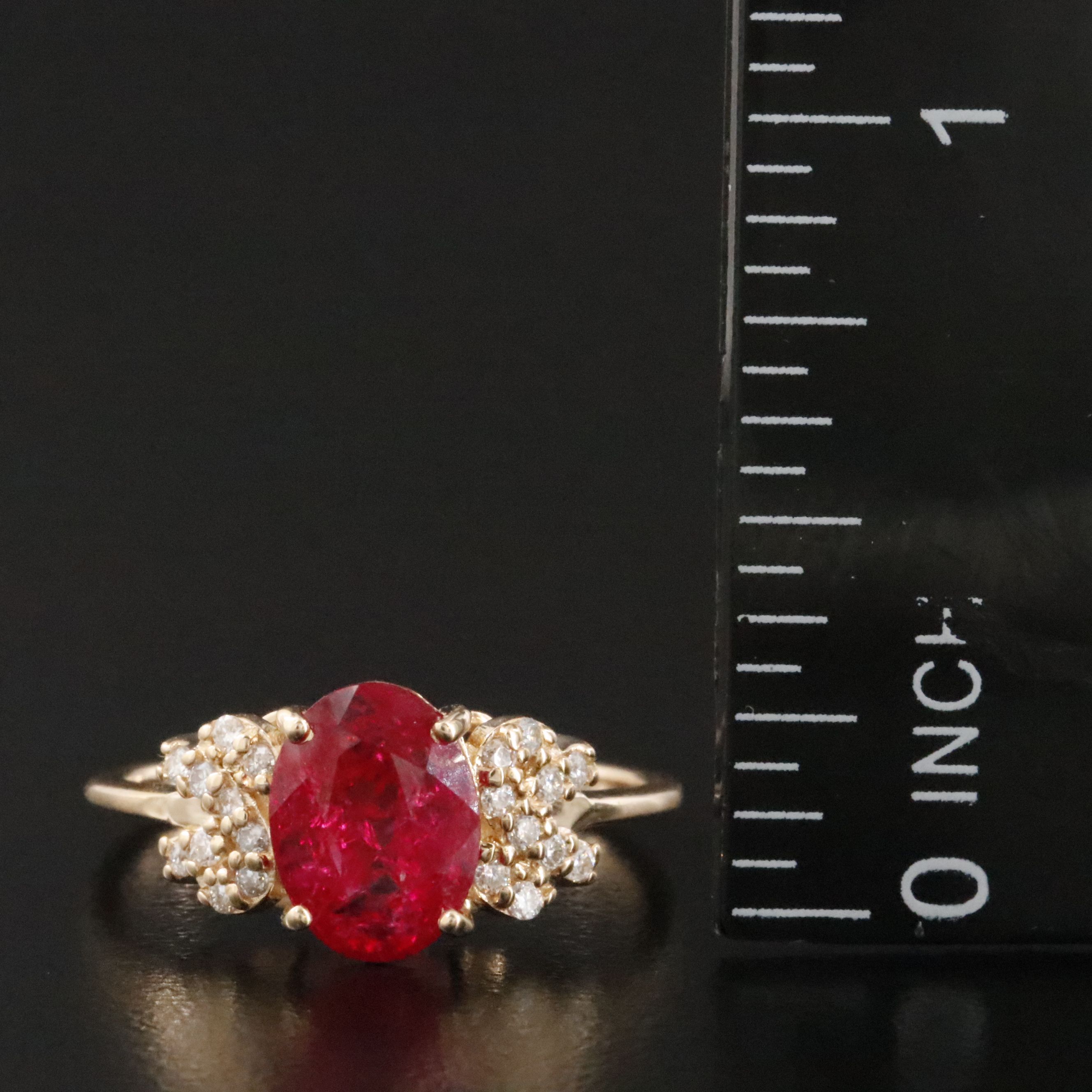 14K 2.05 CT Ruby and Moissanite Ring