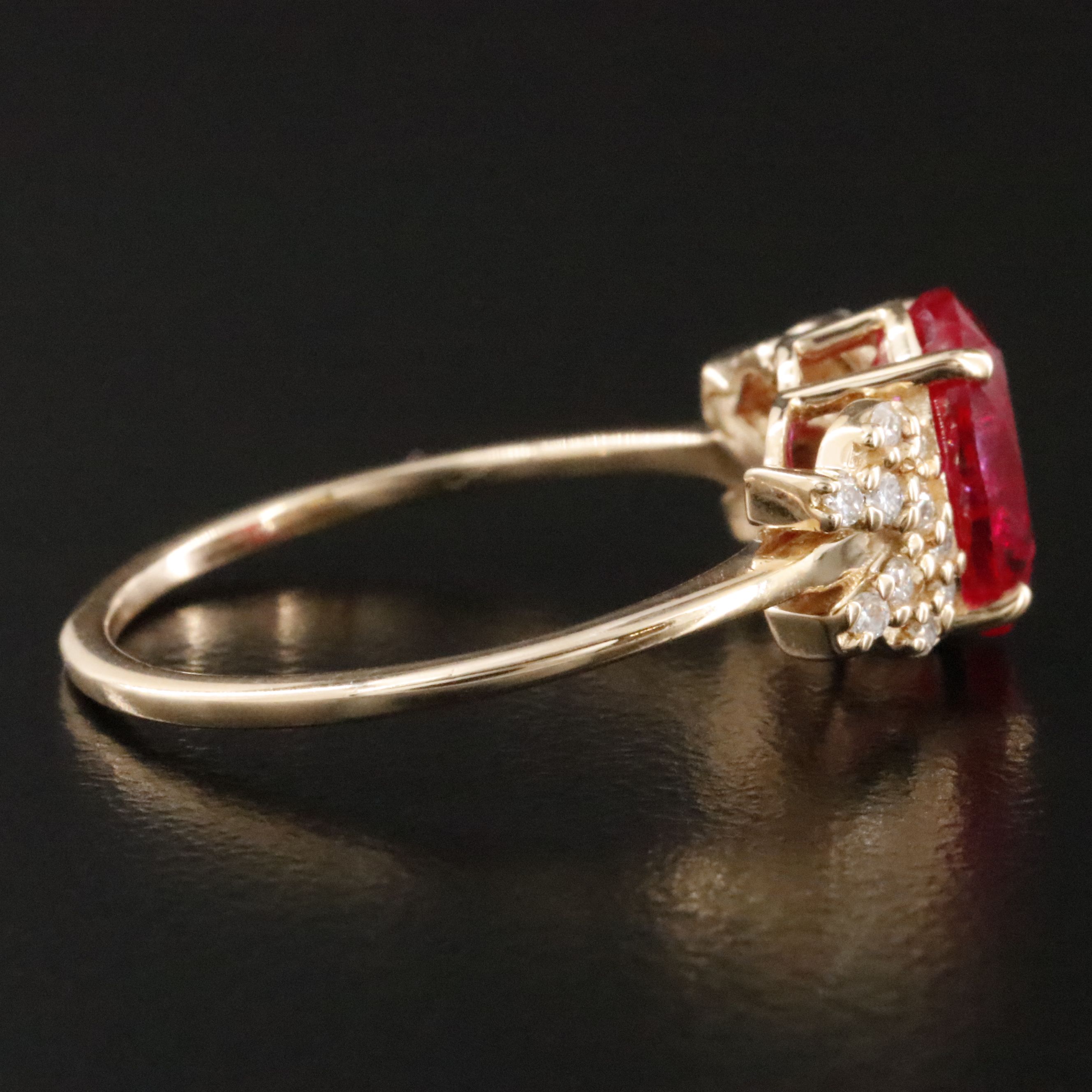 14K 2.05 CT Ruby and Moissanite Ring
