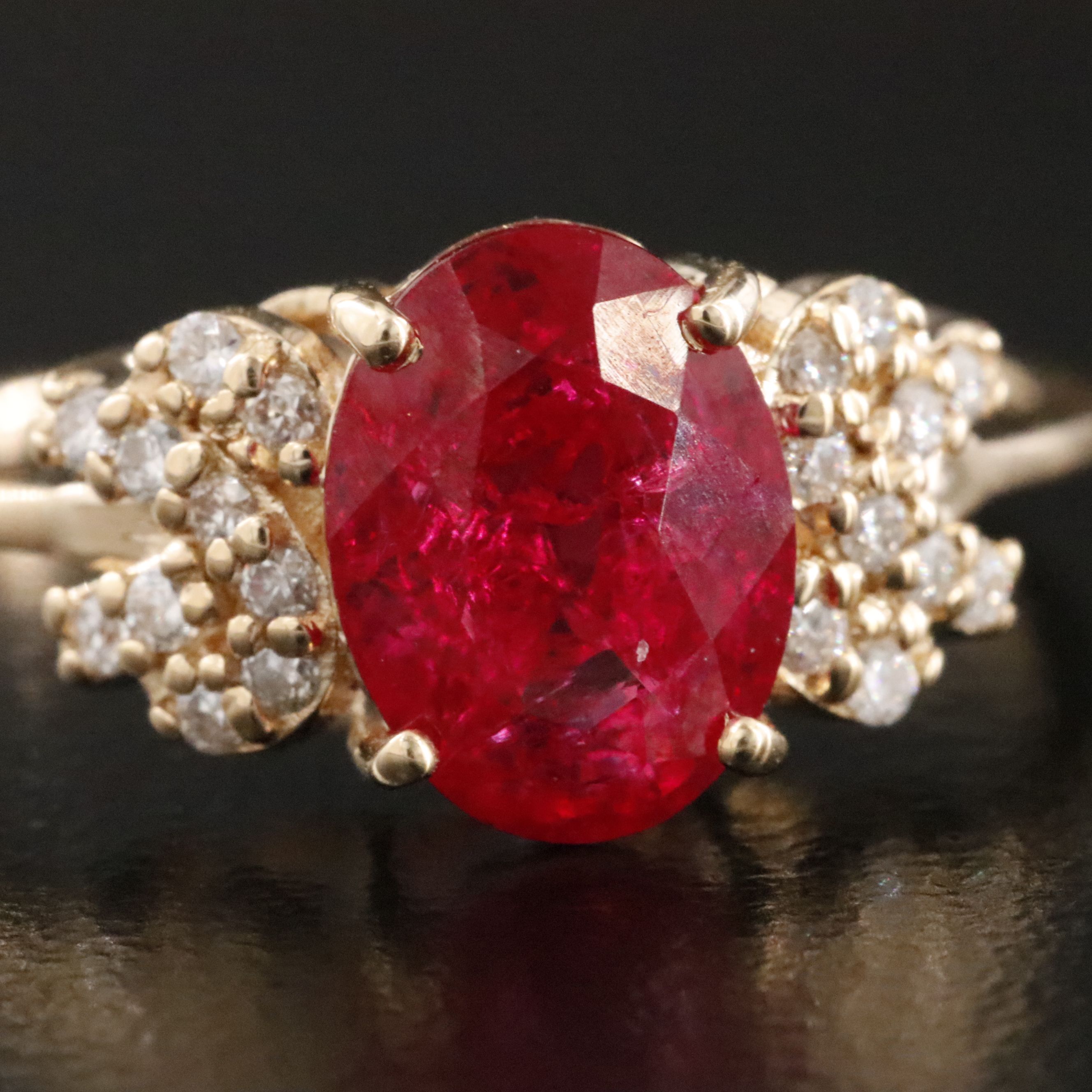14K 2.05 CT Ruby and Moissanite Ring