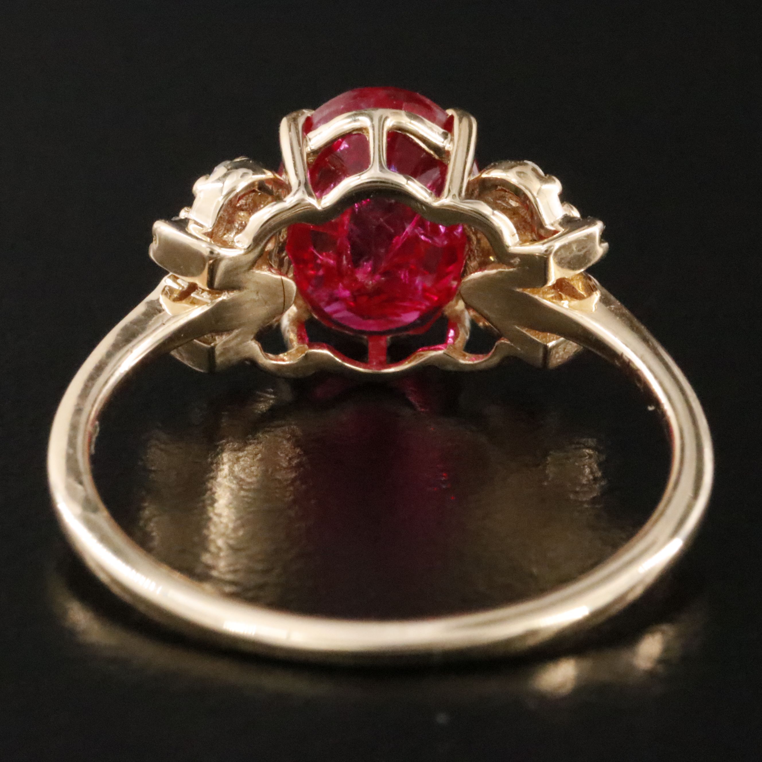 14K 2.05 CT Ruby and Moissanite Ring