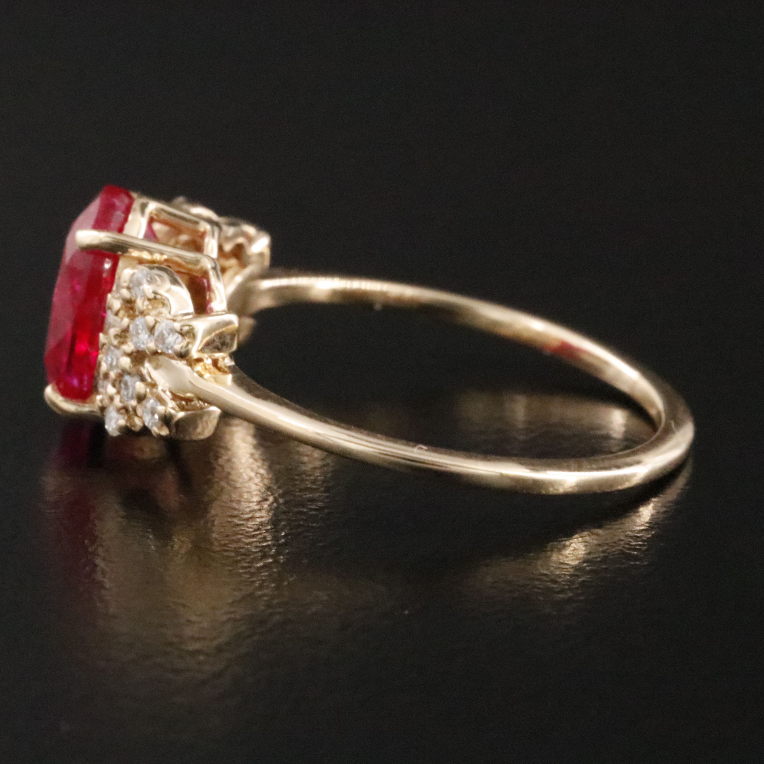 14K 2.05 CT Ruby and Moissanite Ring