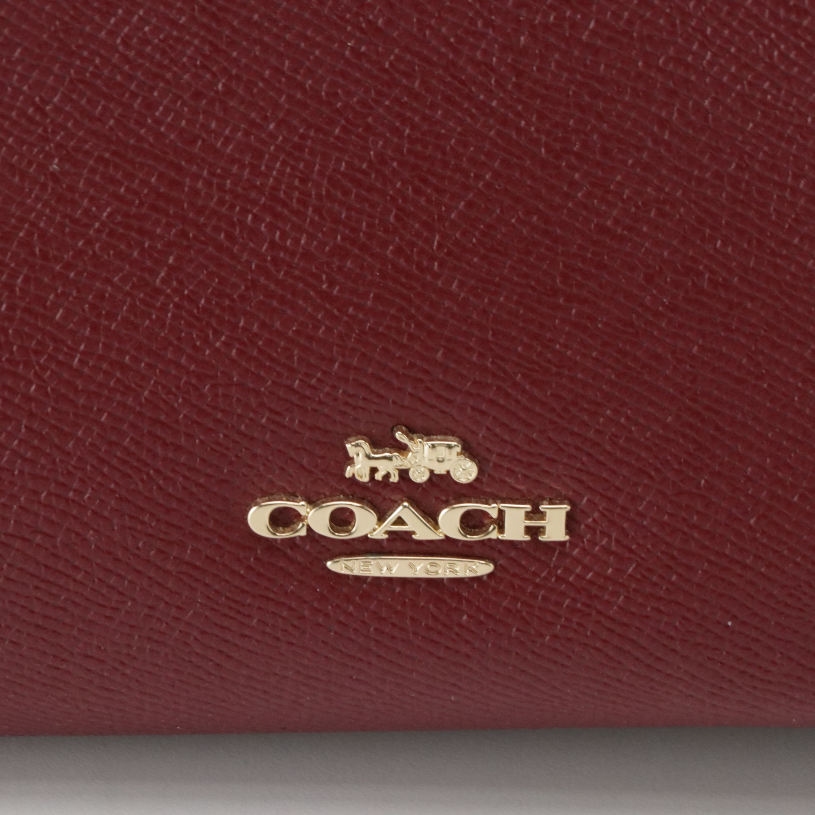 Coach Folio Tote Bag in Burgundy Cross Grained Leather