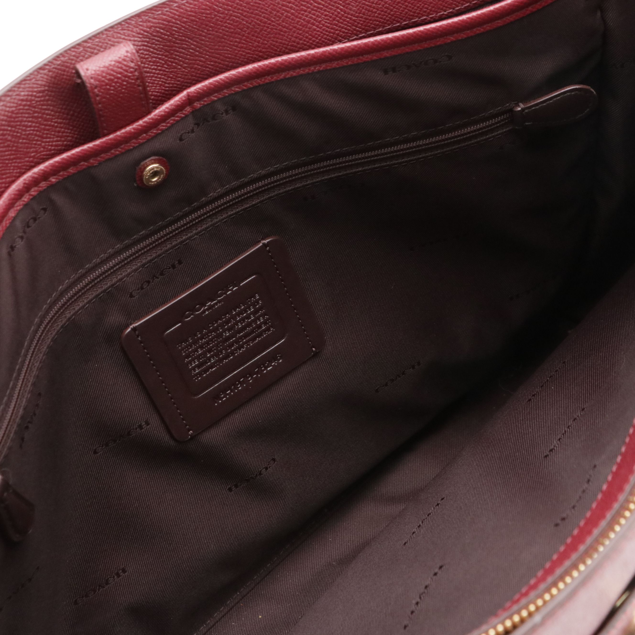 Coach Folio Tote Bag in Burgundy Cross Grained Leather