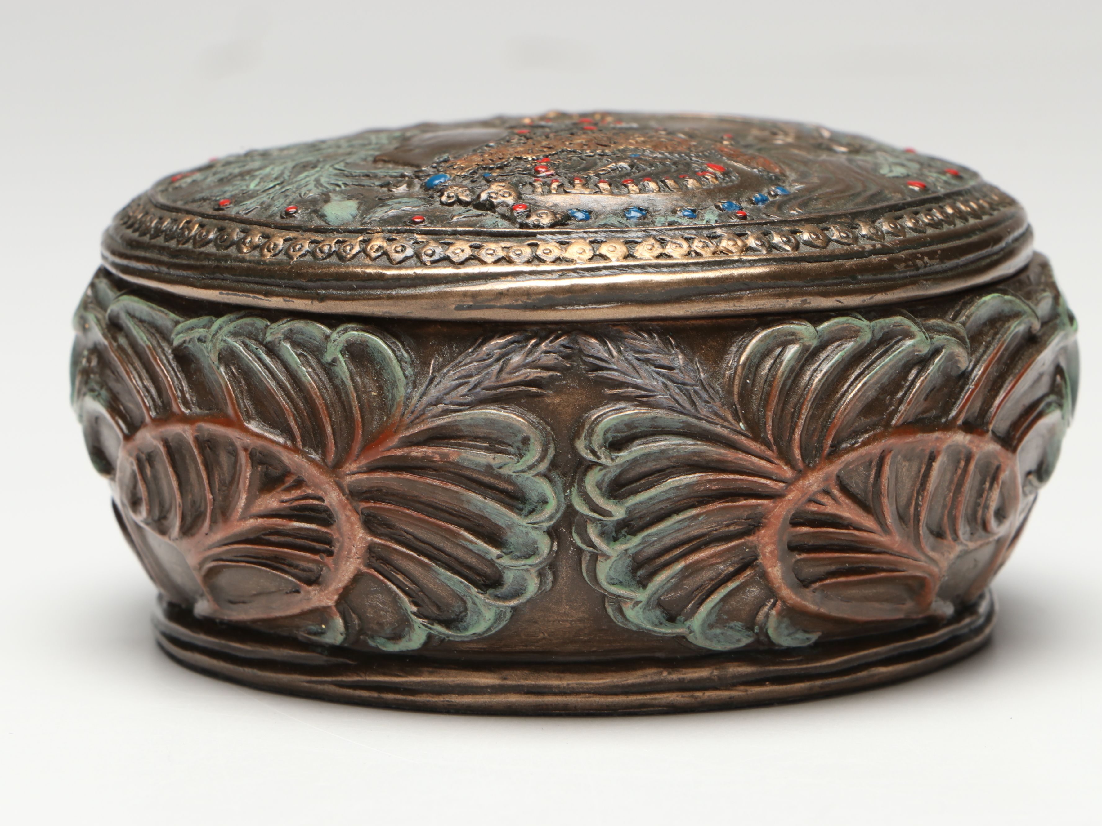 Veronese After Alphonse Mucha Art Nouveau Style Jewelry Box with Hand Mirror