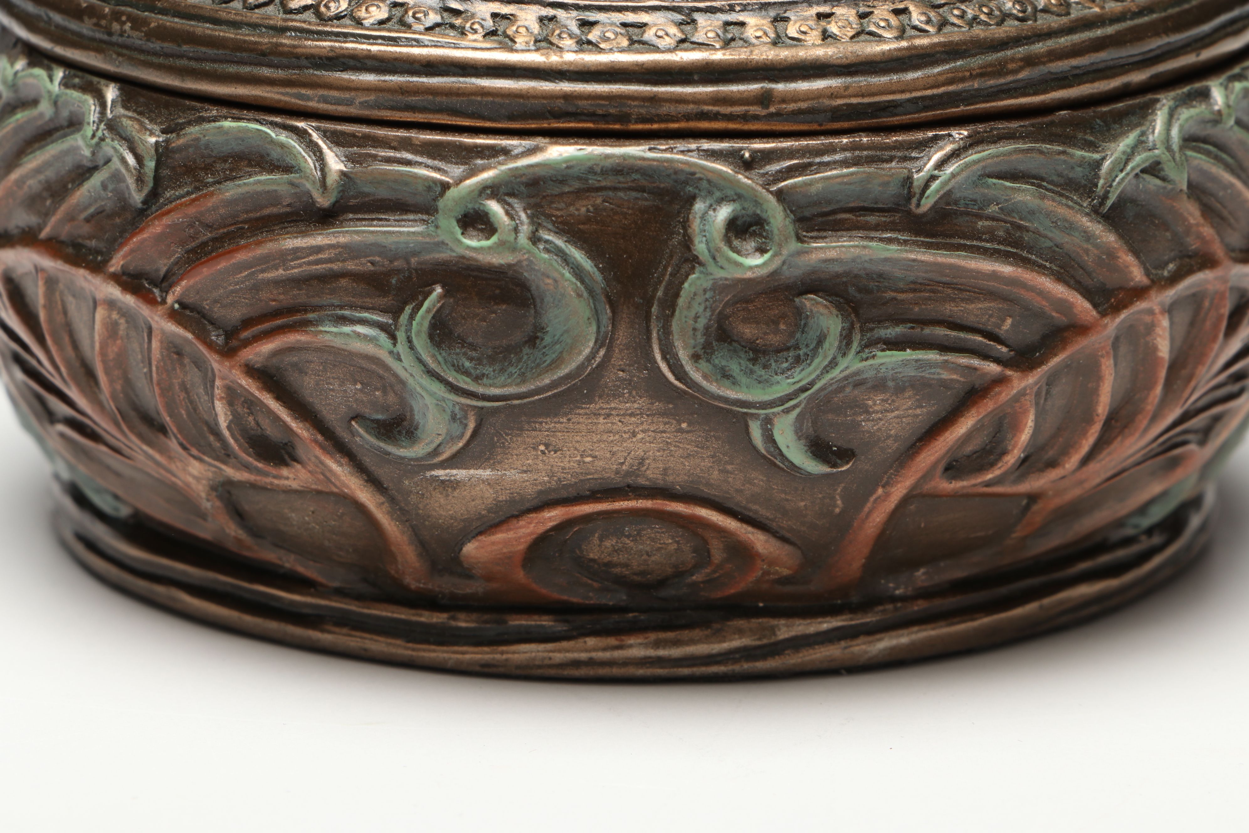 Veronese After Alphonse Mucha Art Nouveau Style Jewelry Box with Hand Mirror