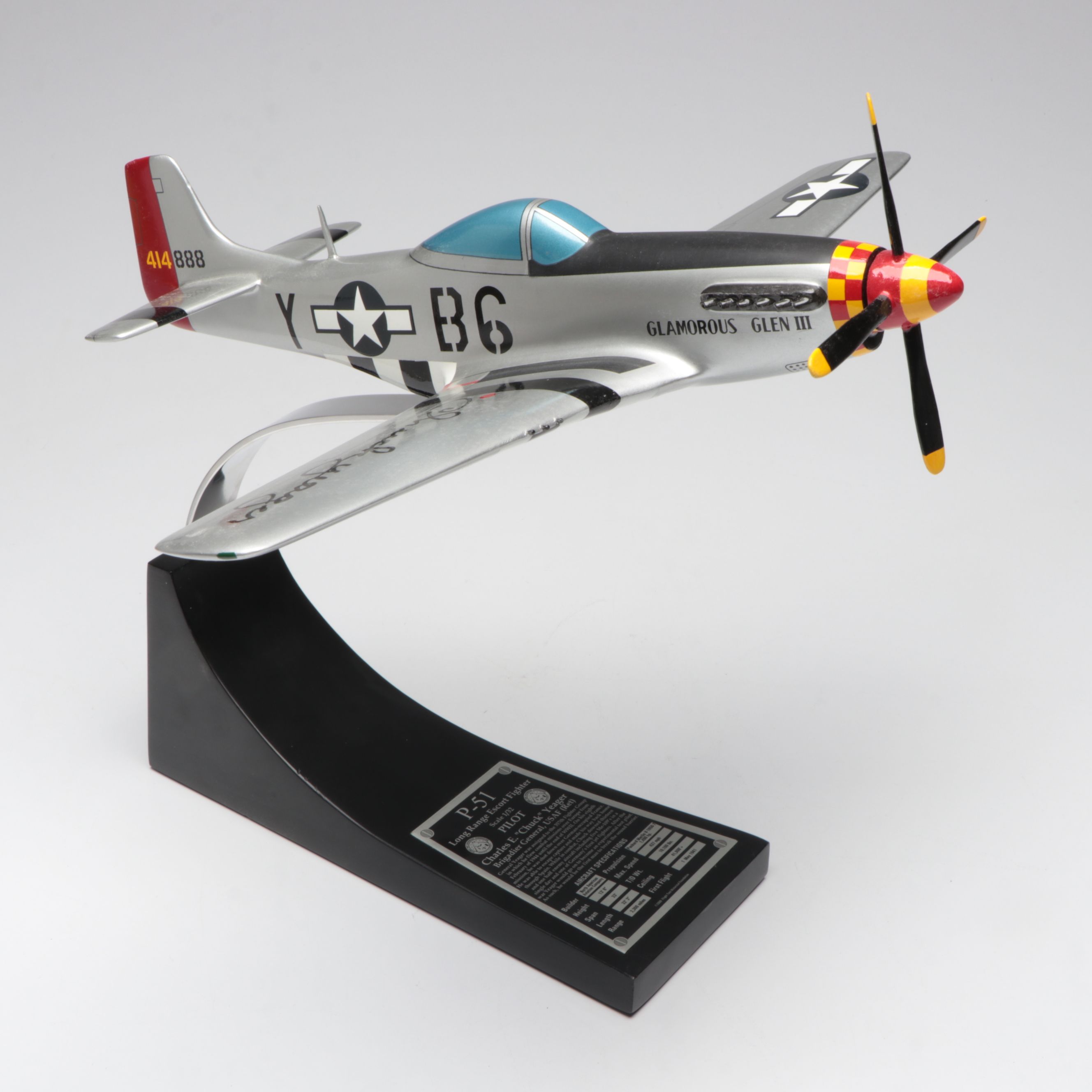 USAF Charles E. Yeager Signed P-51 Long Range Escort Fighter Model, 2000