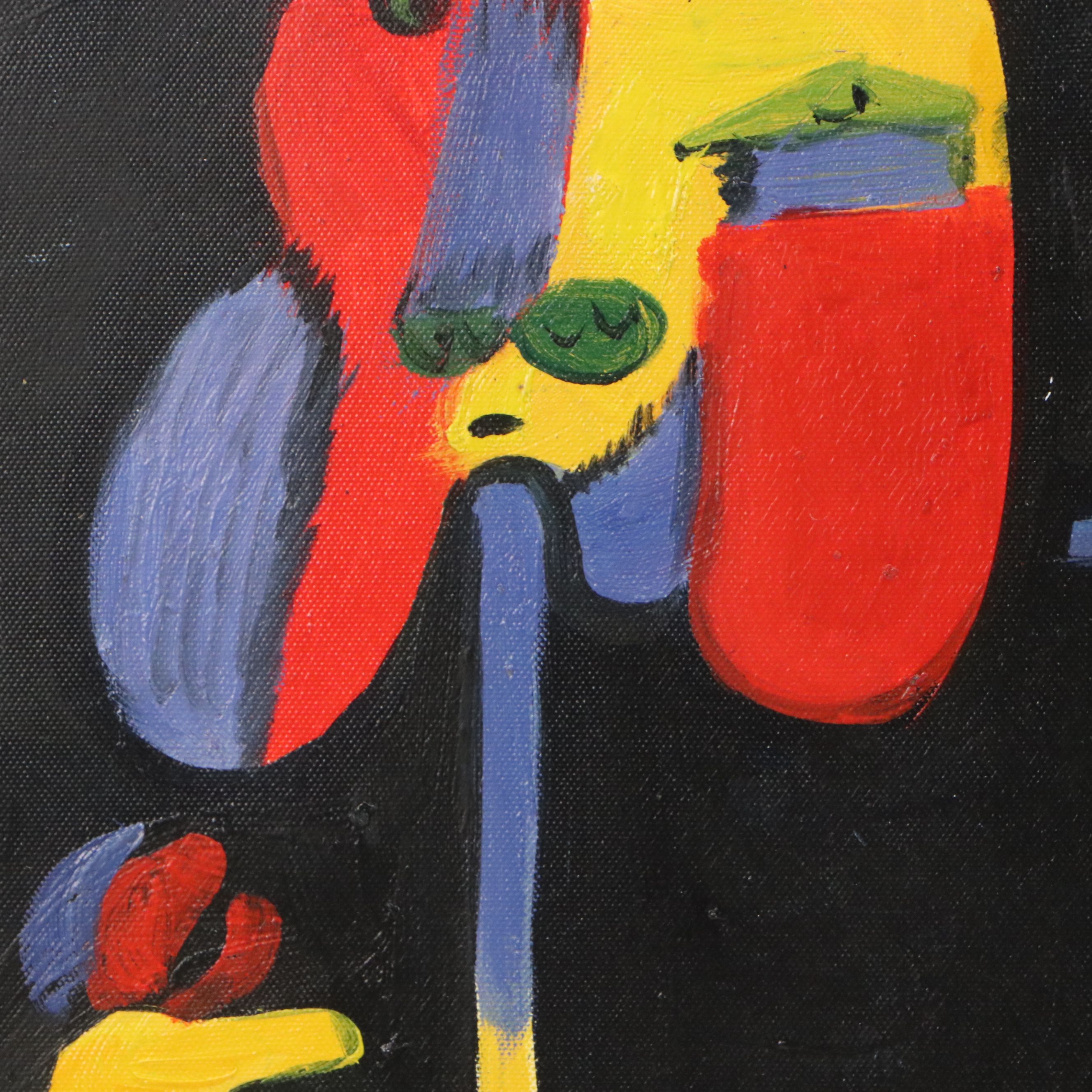 After Joan Miró Oil Master Copy of "Man and Woman," 21st Century