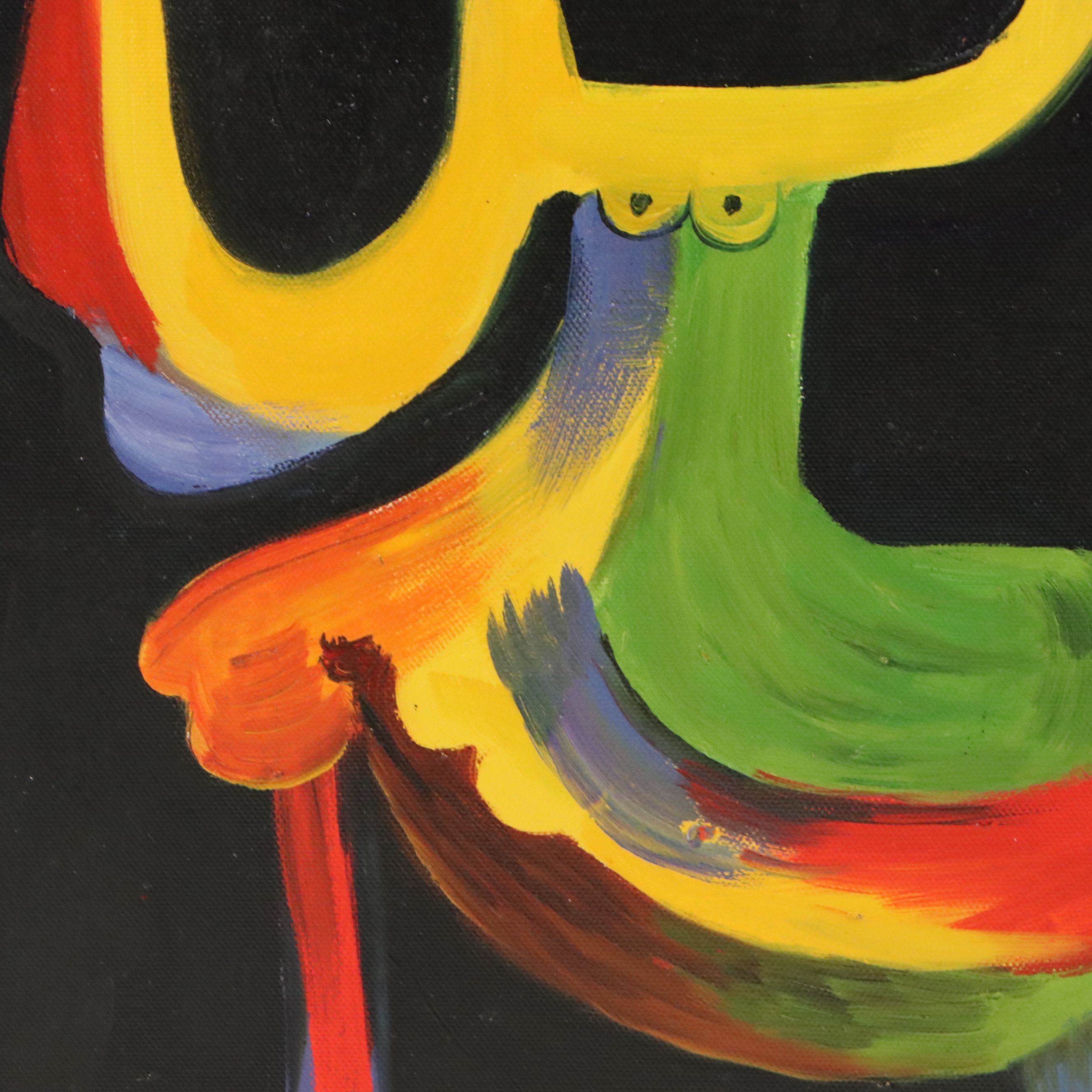 After Joan Miró Oil Master Copy of "Man and Woman," 21st Century