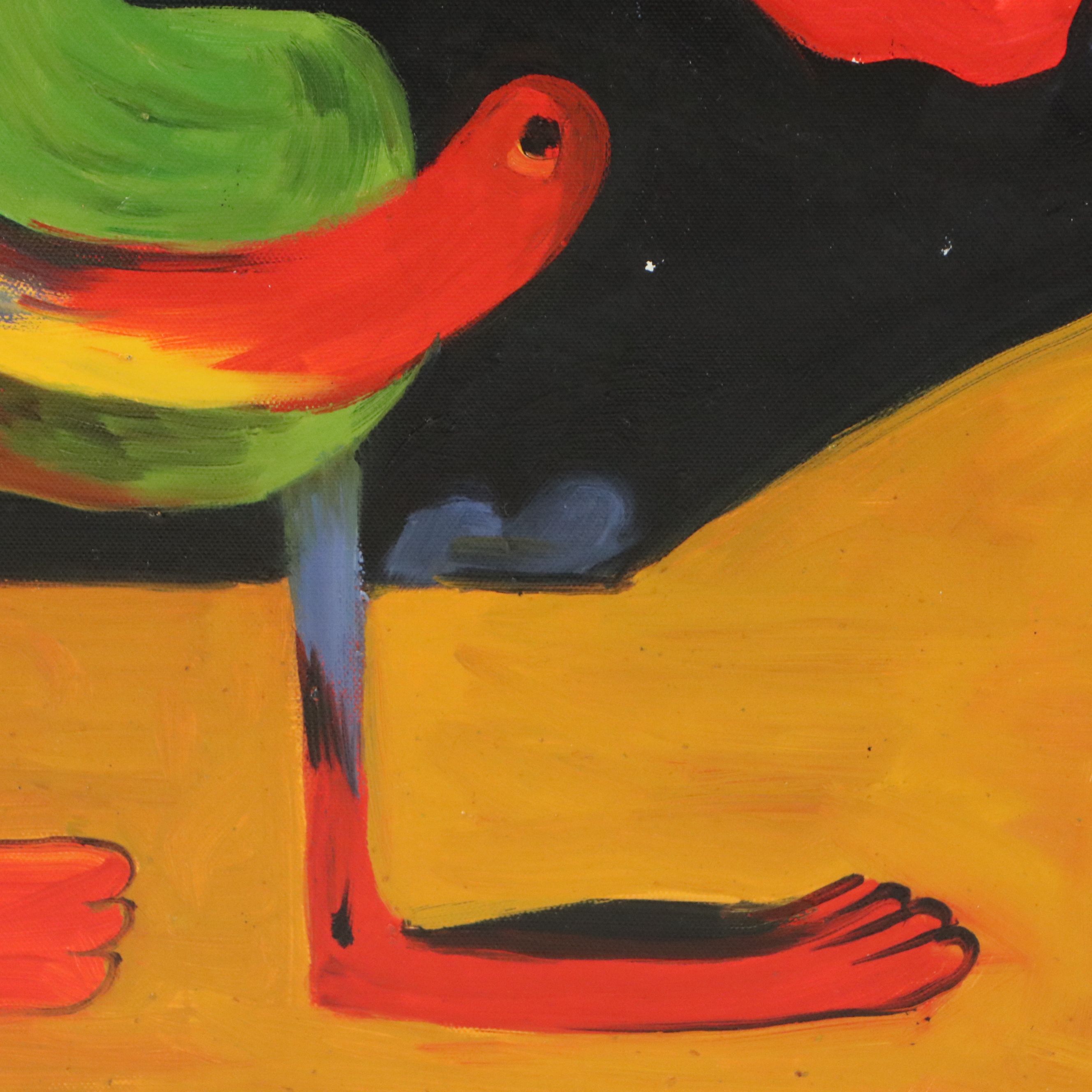 After Joan Miró Oil Master Copy of "Man and Woman," 21st Century