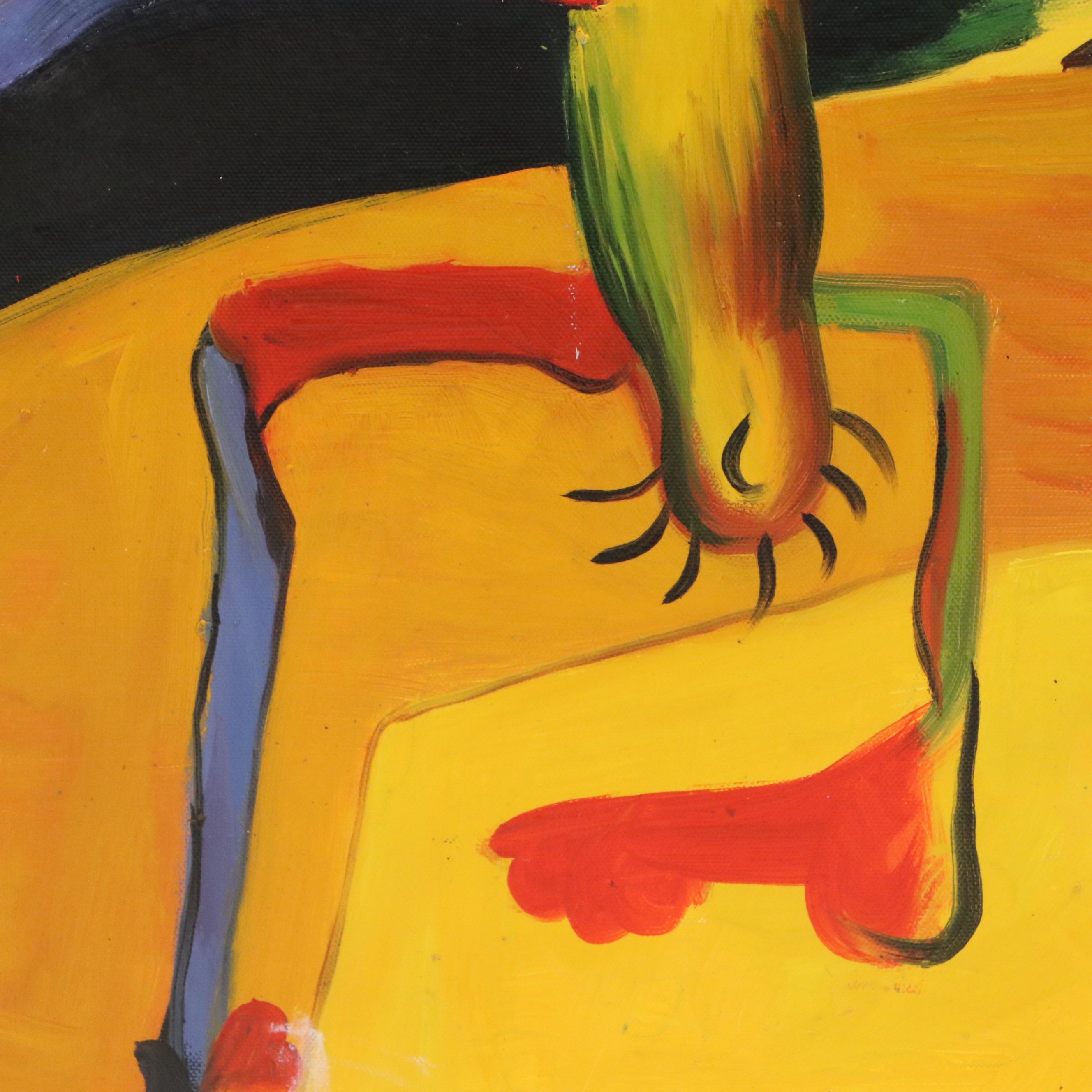 After Joan Miró Oil Master Copy of "Man and Woman," 21st Century