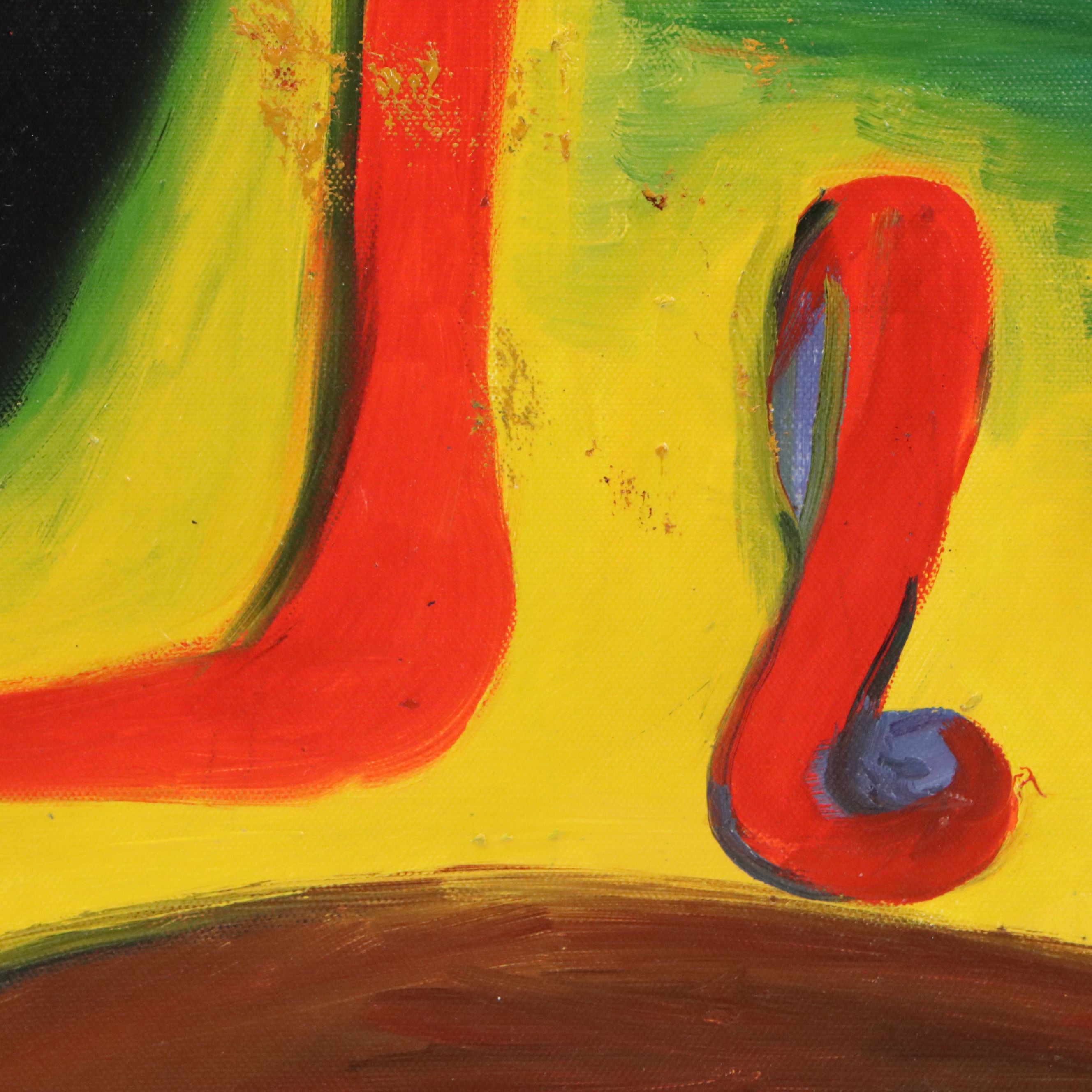 After Joan Miró Oil Master Copy of "Man and Woman," 21st Century