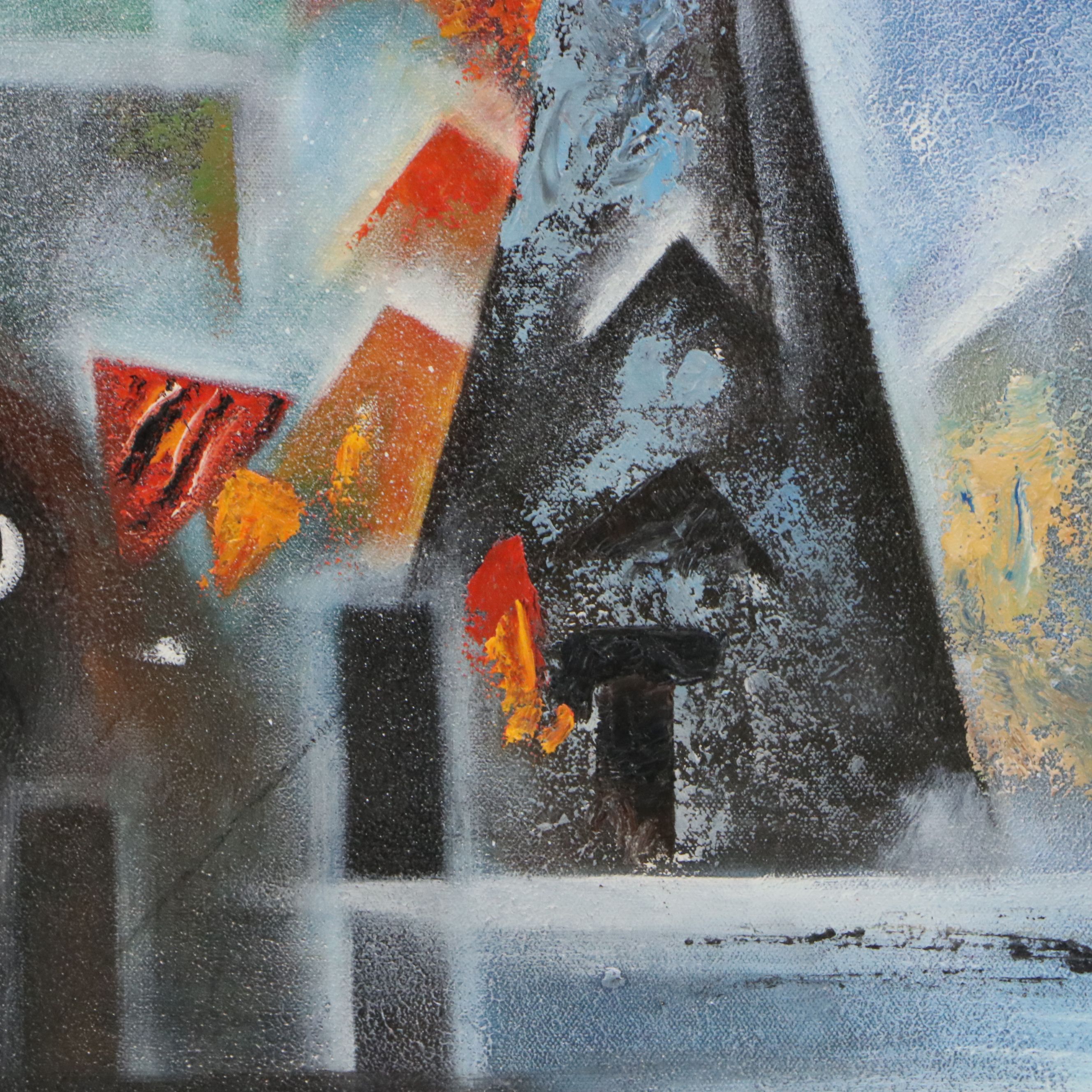 Surrealistic Geometric Acrylic Painting, 21st Century