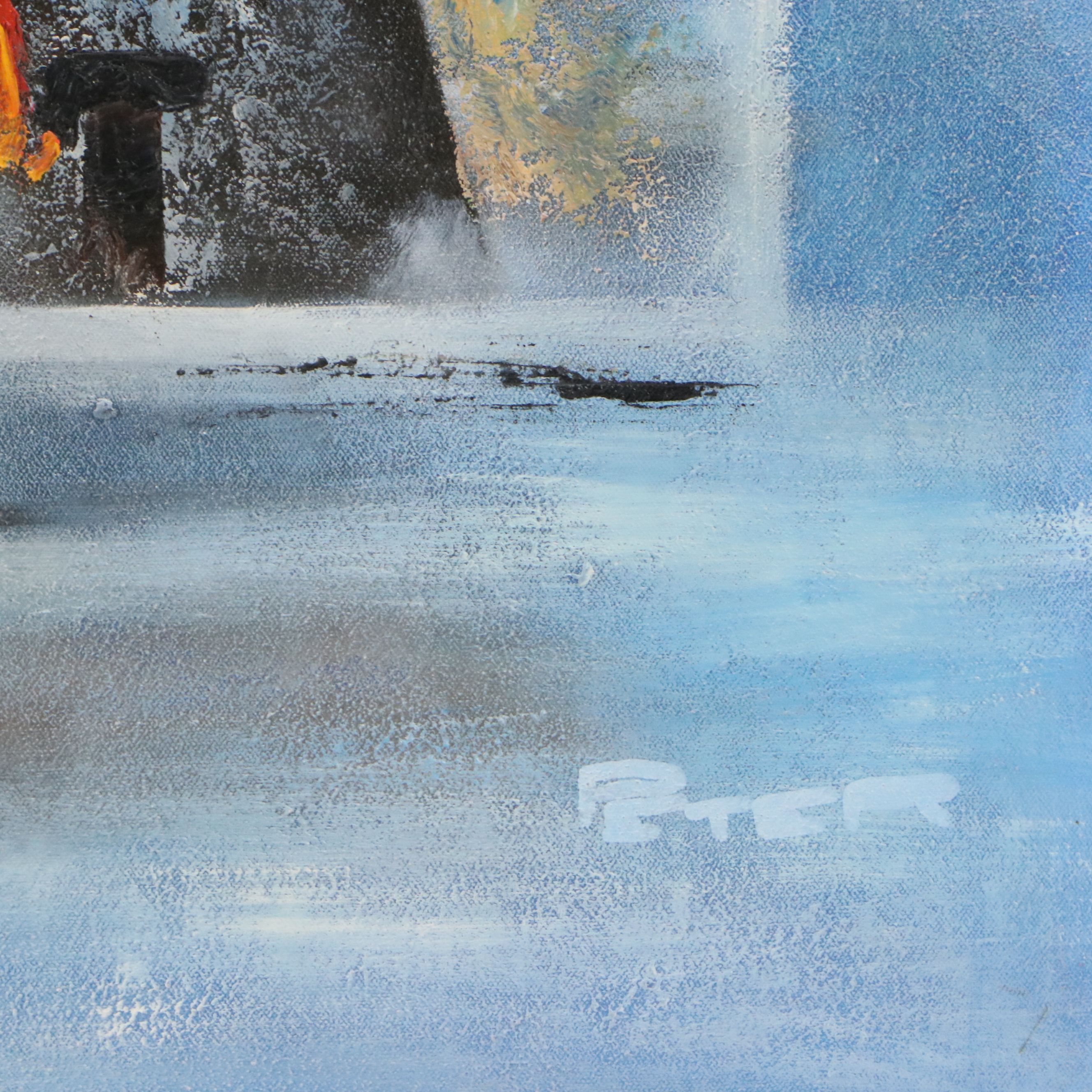 Surrealistic Geometric Acrylic Painting, 21st Century