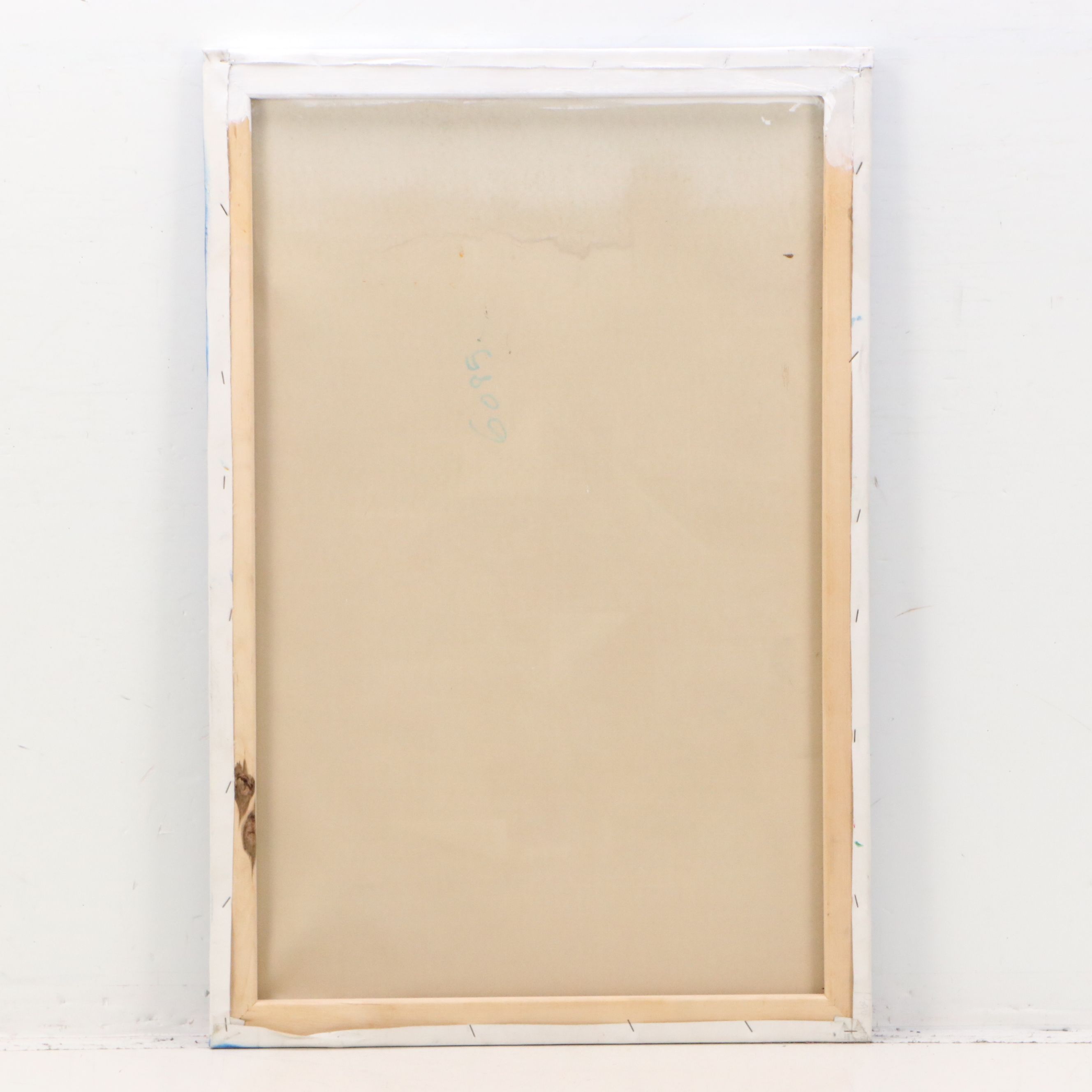 Blue Geometric Acrylic Painting, 21st Century