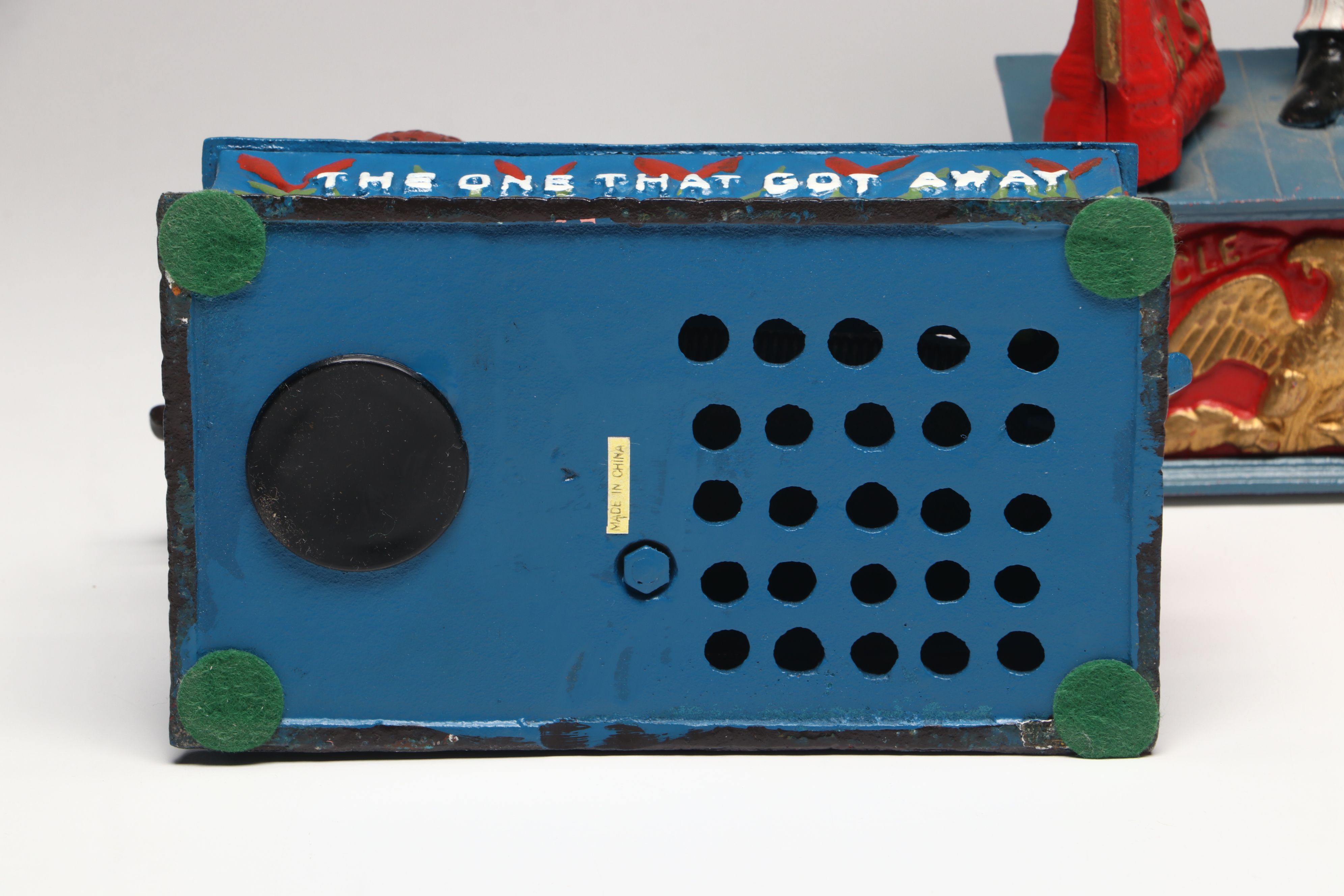 Reproduction Cold-Painted Cast Iron Uncle Sam, Golfer and Fishing Coin Banks