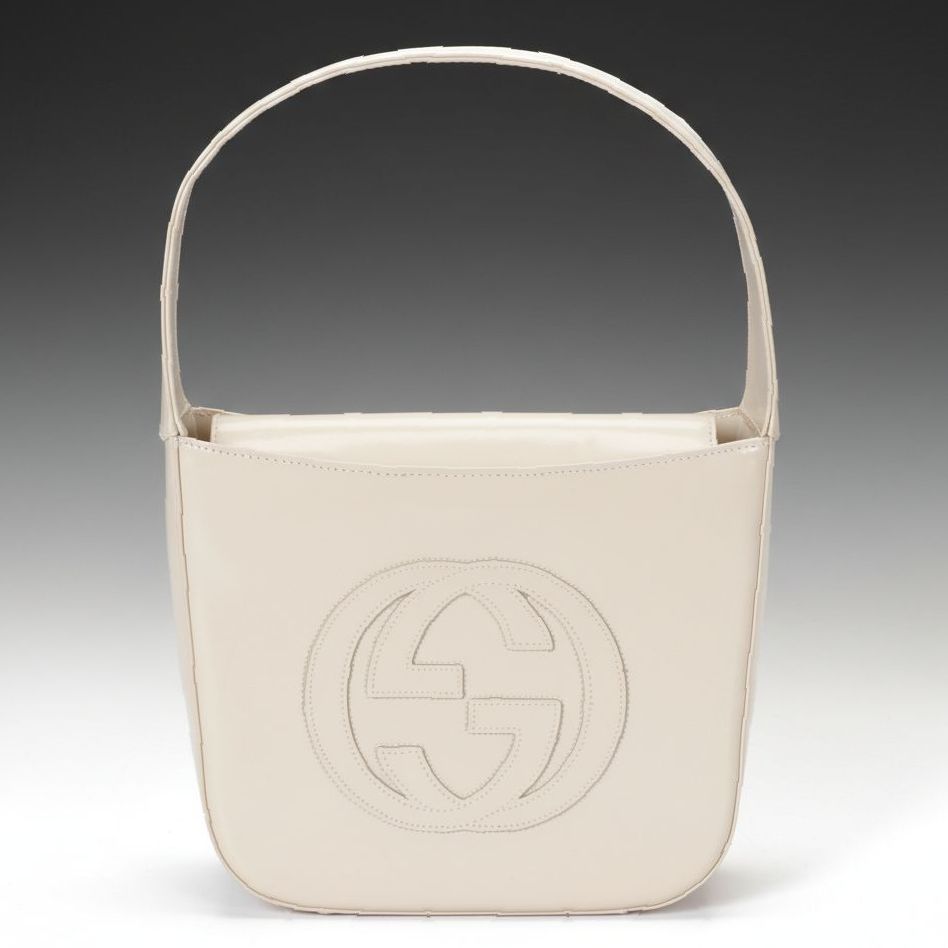 Gucci GG Beige Patent Leather Handbag