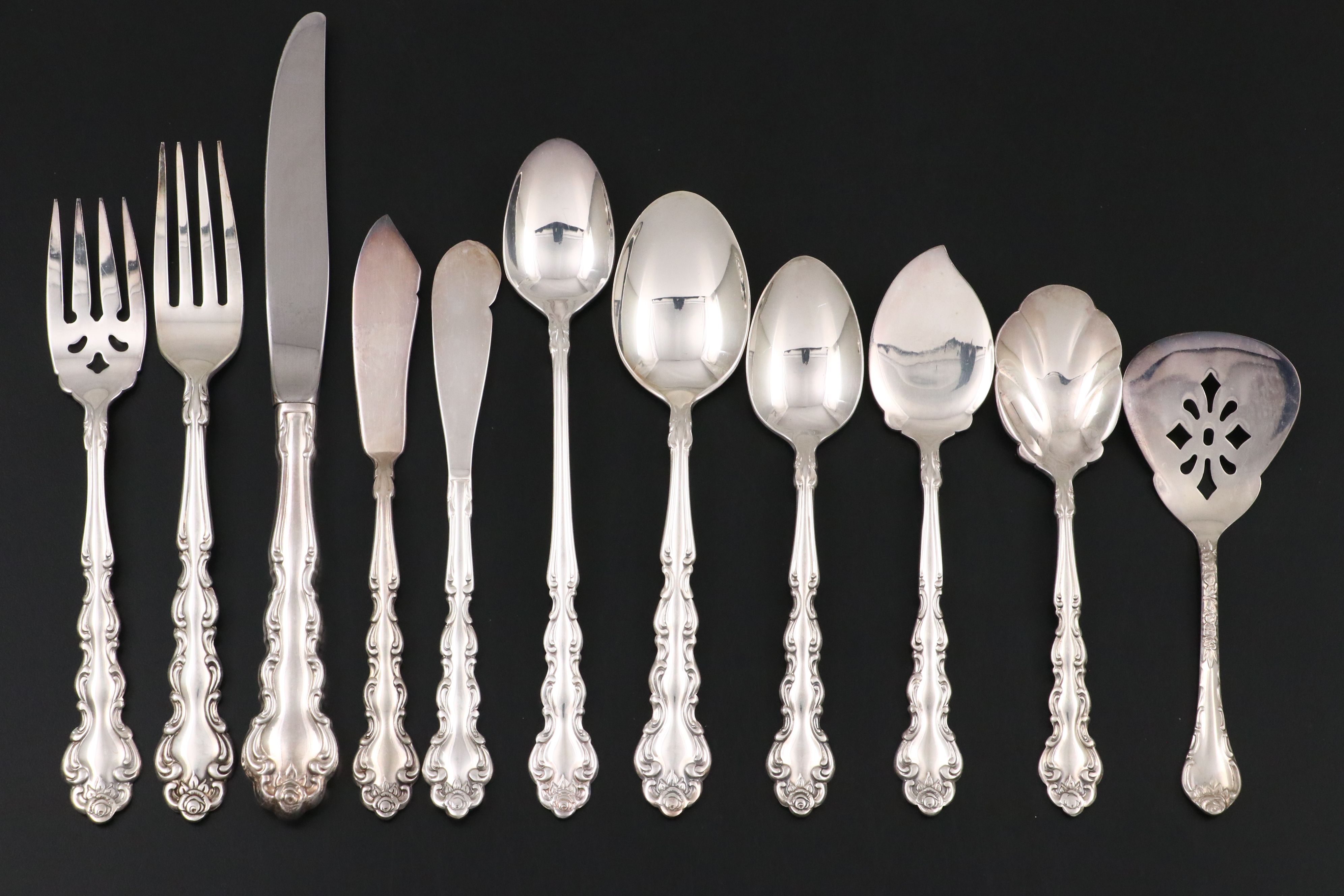 Oneida "Beethoven" Silver Plate Flatware with Other Silver Plate Salad Tongs