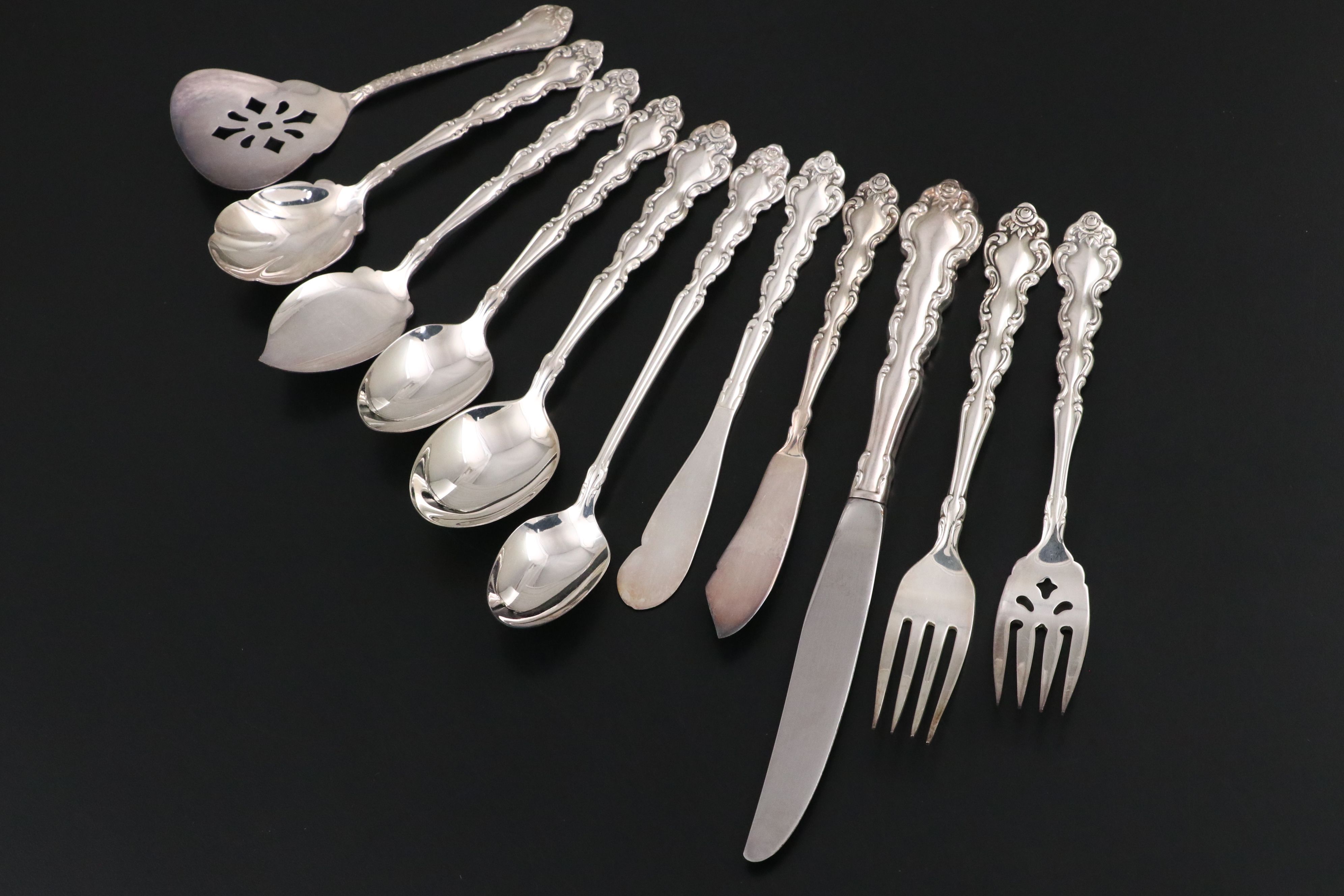 Oneida "Beethoven" Silver Plate Flatware with Other Silver Plate Salad Tongs
