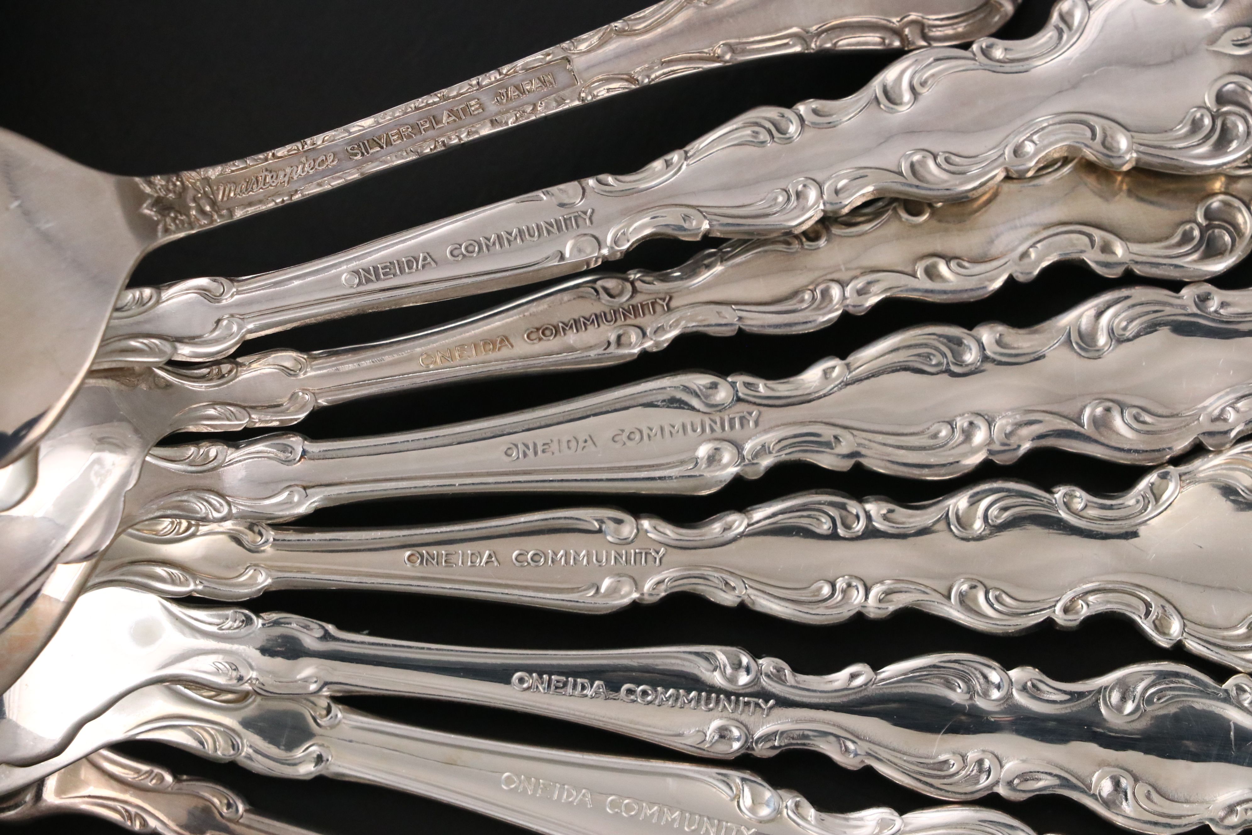 Oneida "Beethoven" Silver Plate Flatware with Other Silver Plate Salad Tongs
