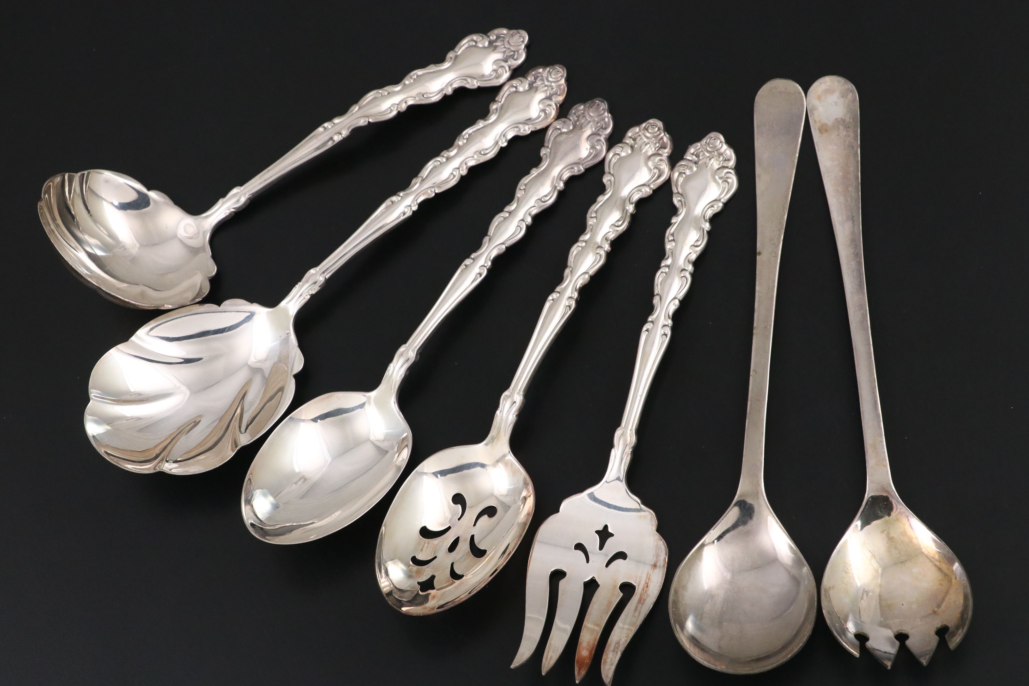 Oneida "Beethoven" Silver Plate Flatware with Other Silver Plate Salad Tongs