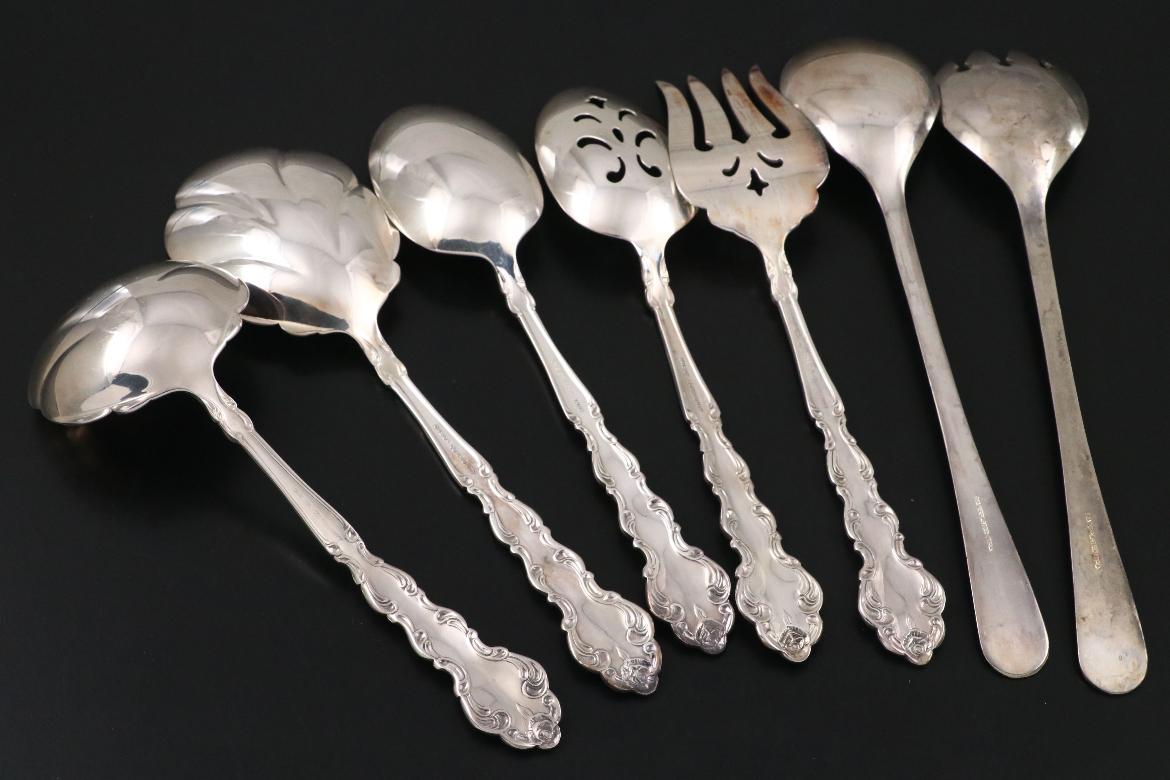 Oneida "Beethoven" Silver Plate Flatware with Other Silver Plate Salad Tongs
