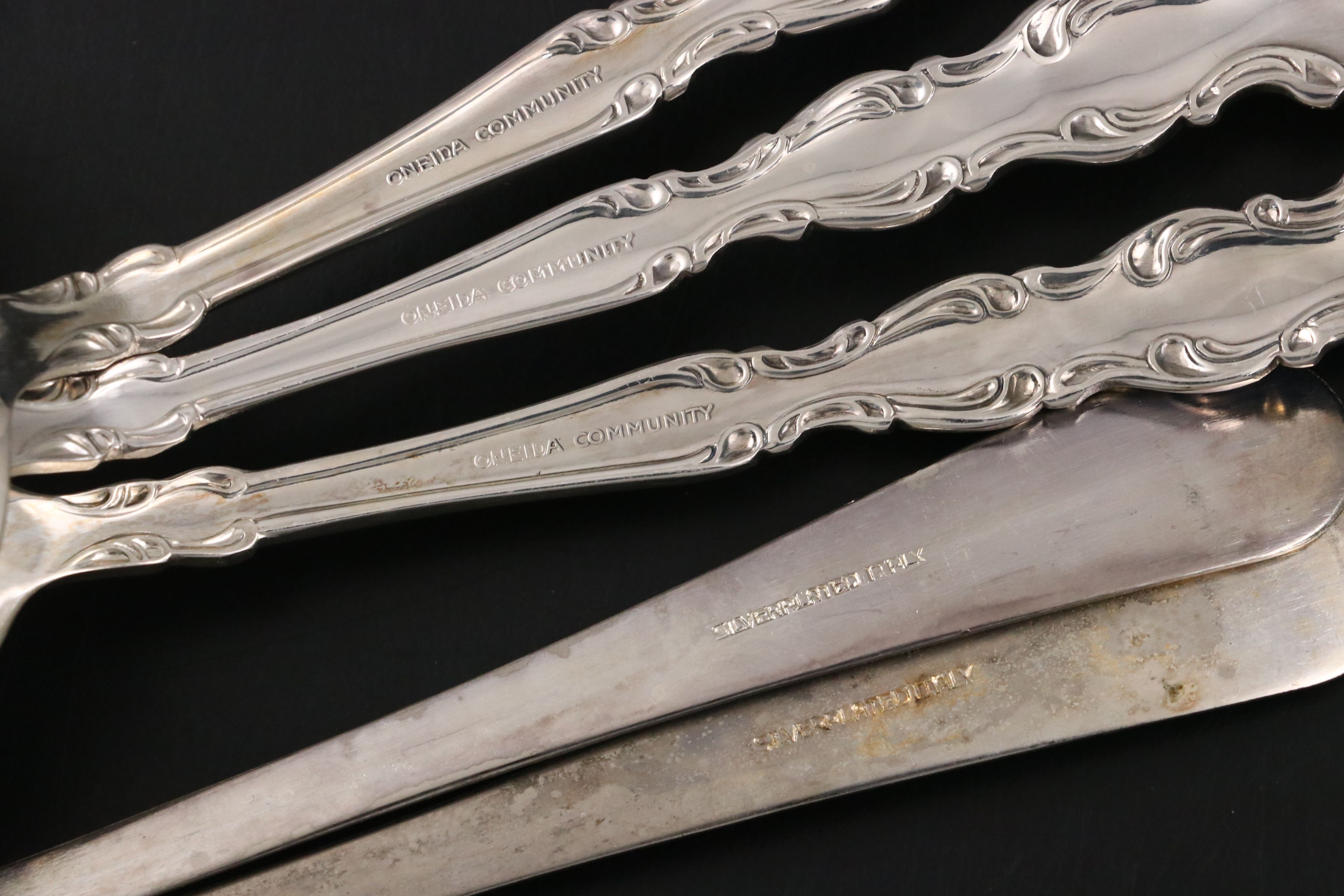Oneida "Beethoven" Silver Plate Flatware with Other Silver Plate Salad Tongs