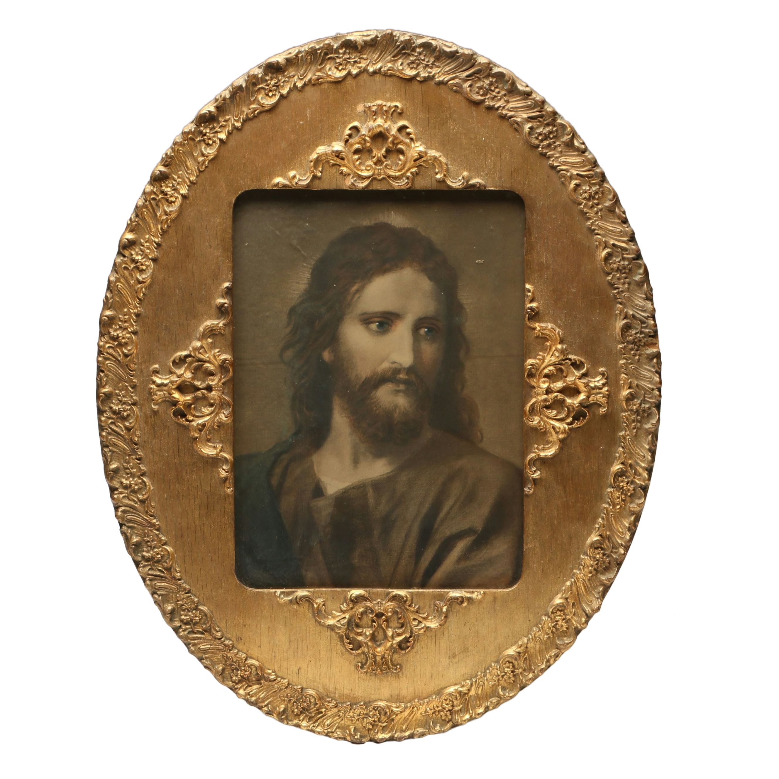 Portrait of Christ in Gilt Oval Frame