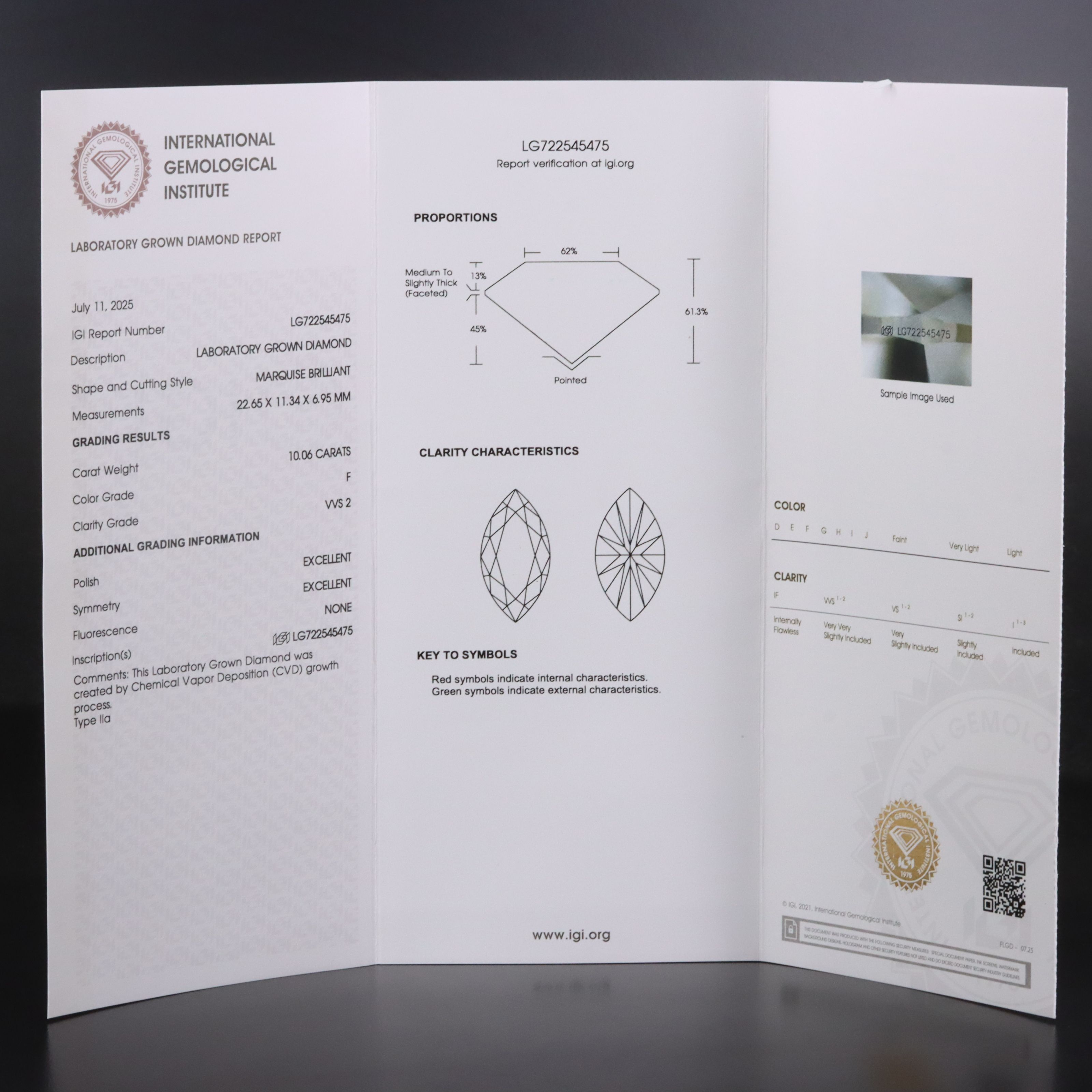 14K 10.06 CT Lab Grown Diamond Solitaire Ring with IGI Report