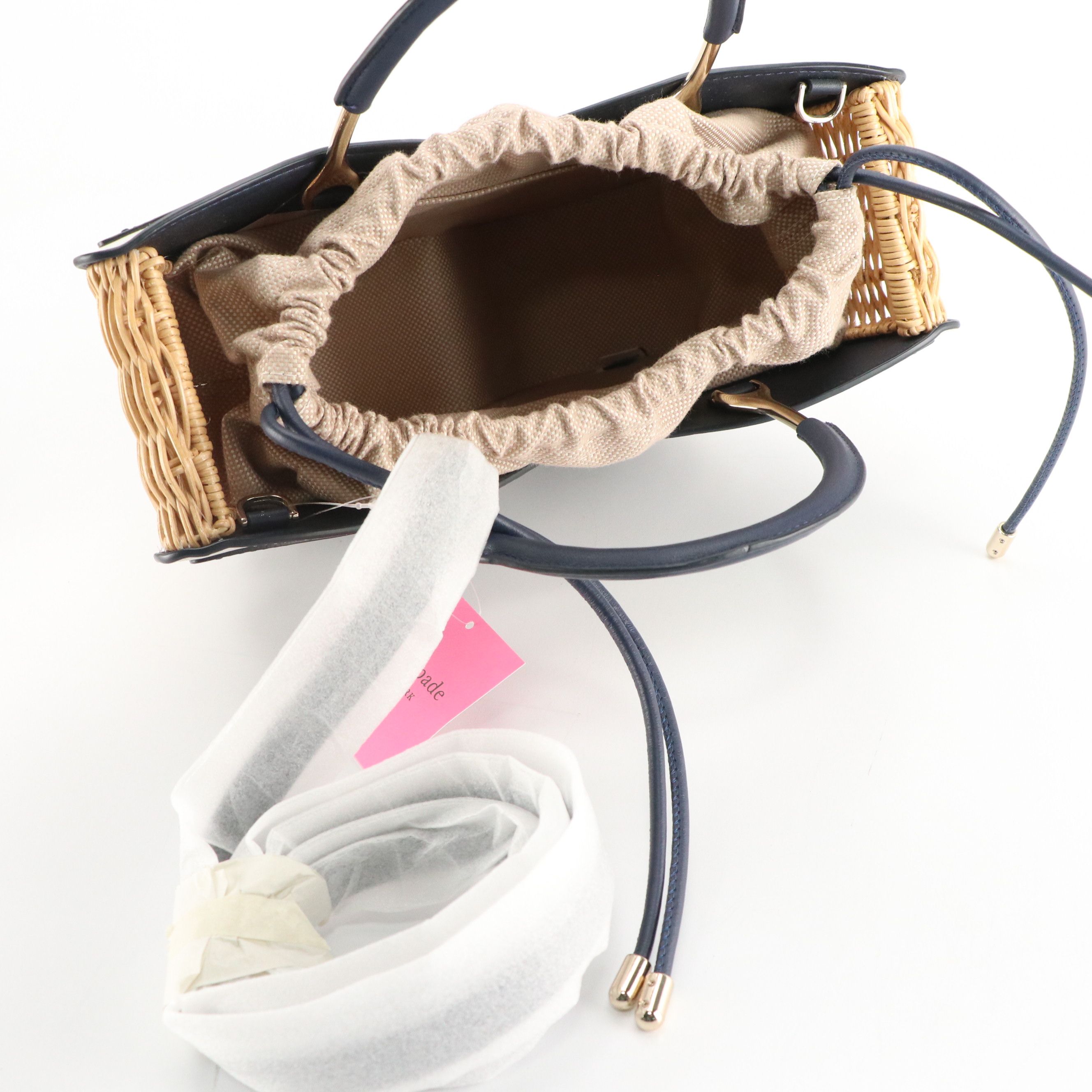 Kate Spade Wing It Polka Dot Wicker Butterfly and Wicker Birdhouse Two-Way Bags