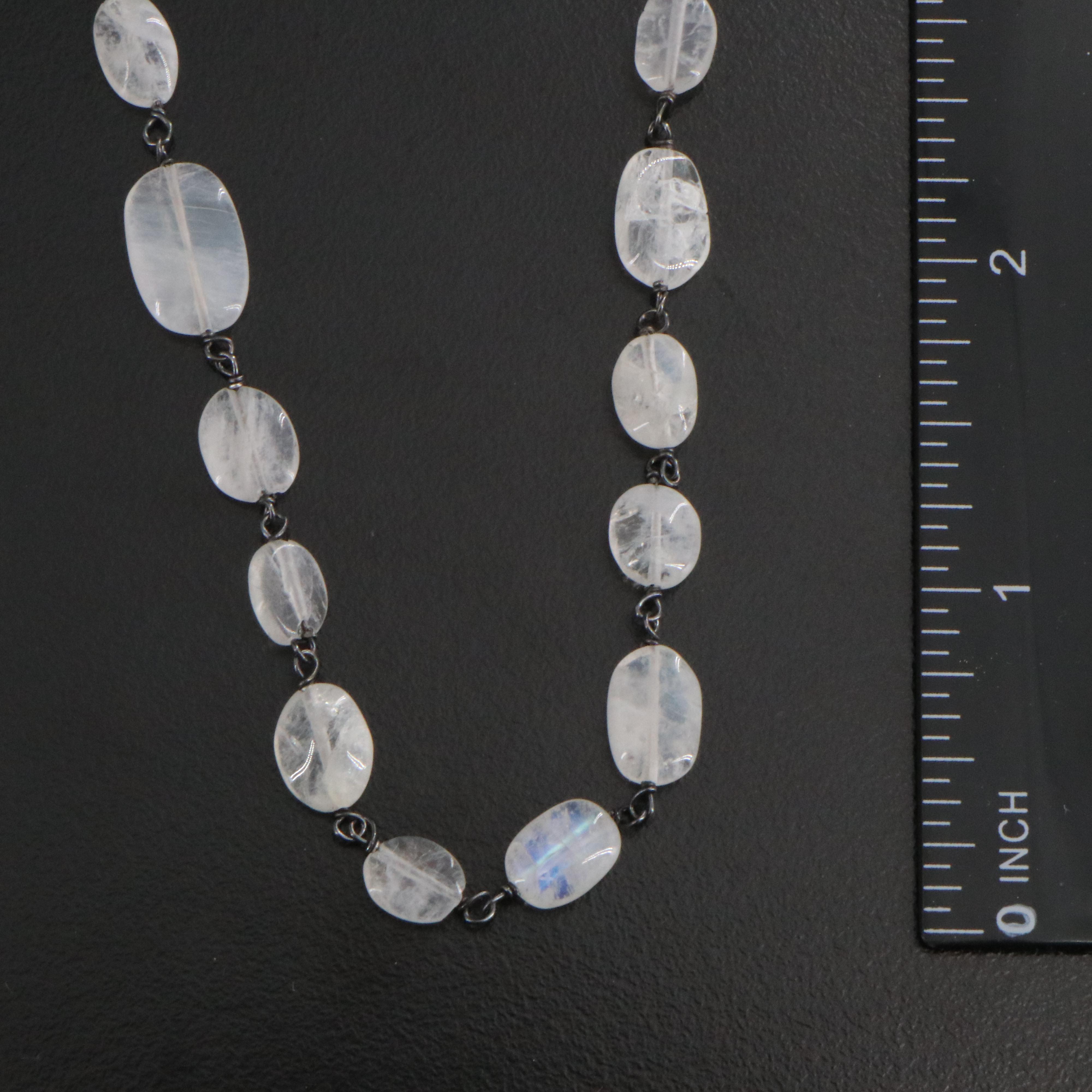 Sterling Tiered Labradorite and Rainbow Moonstone Necklaces