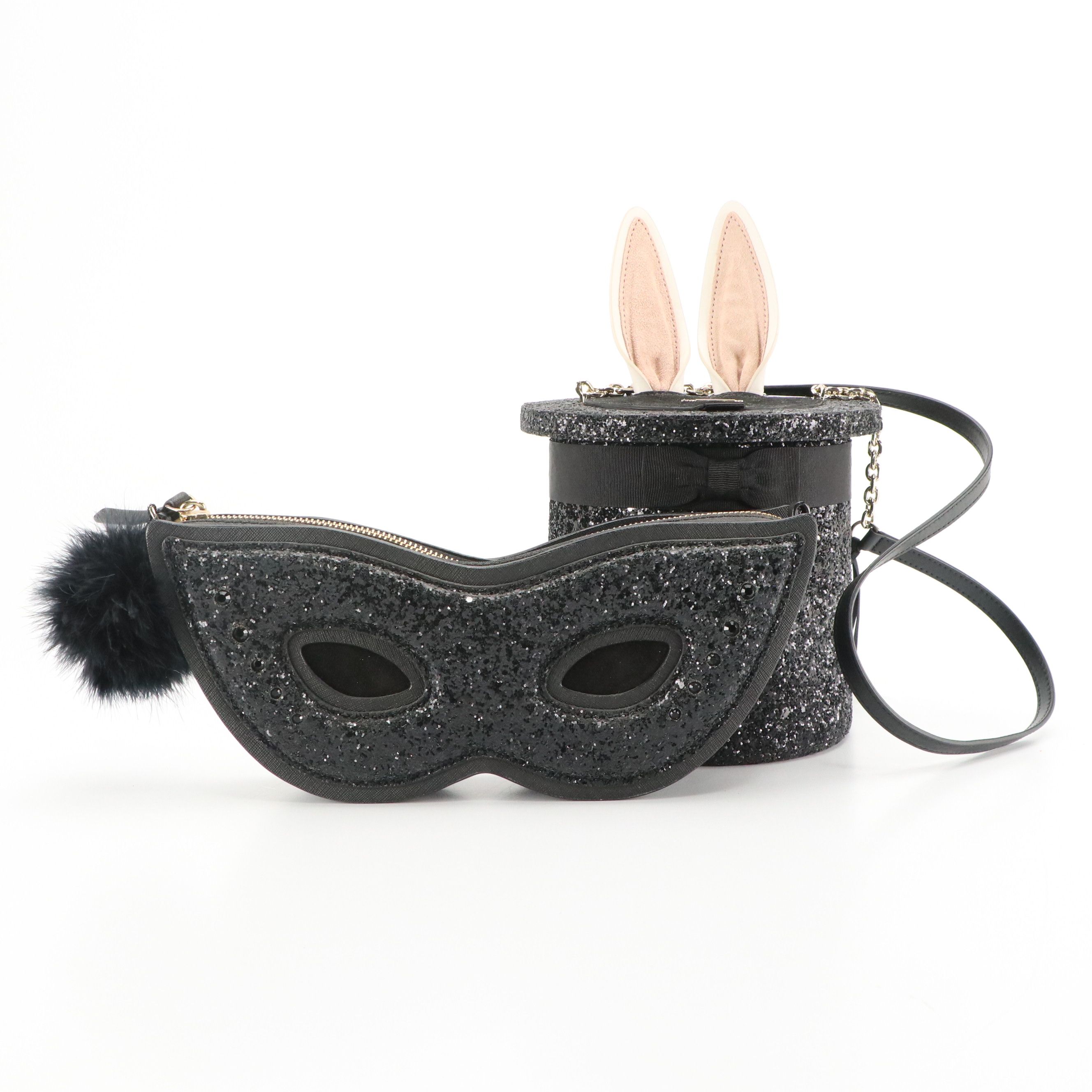 Kate Spade 3D Glitter Rabbit in Hat and Mask Crossbody Bags