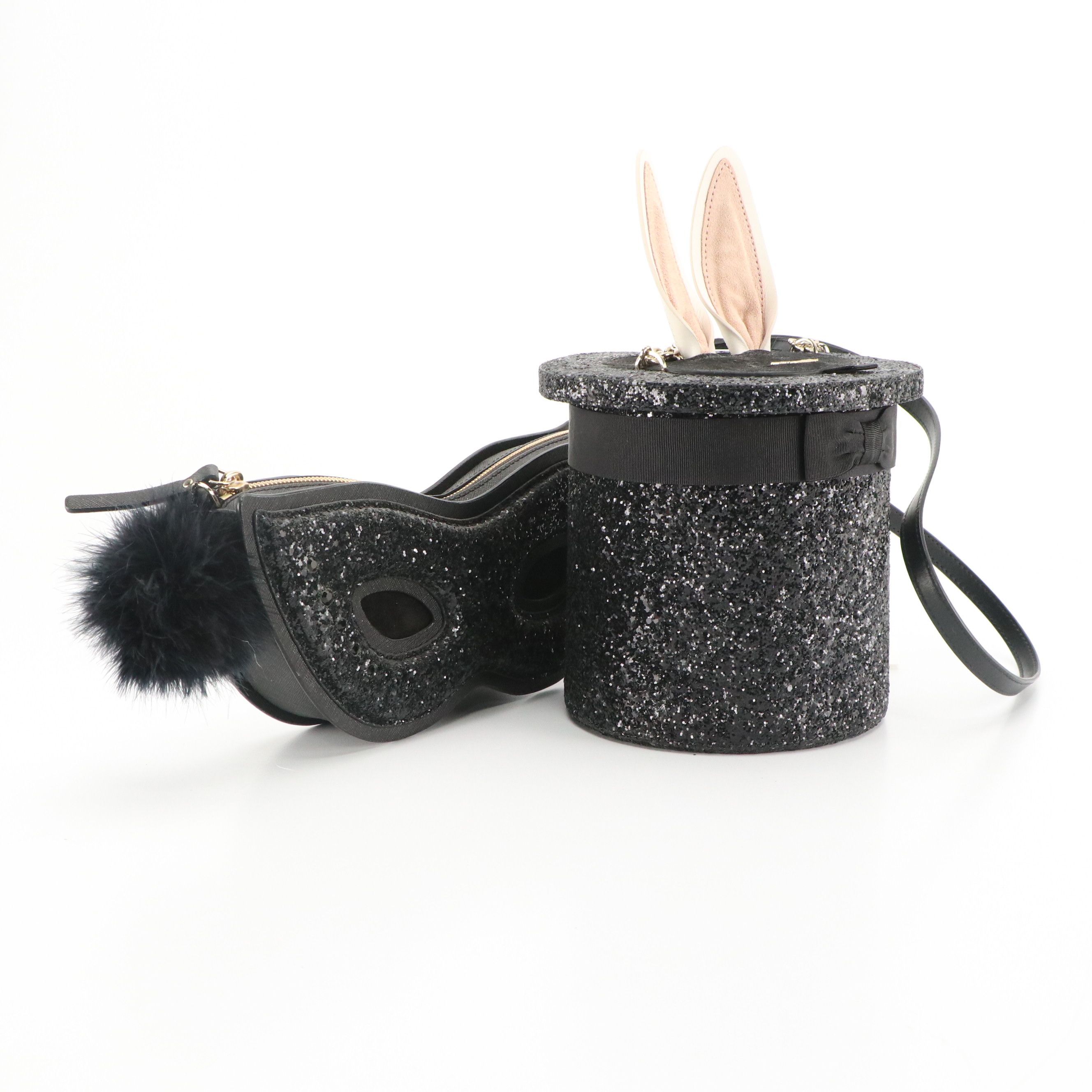 Kate Spade 3D Glitter Rabbit in Hat and Mask Crossbody Bags