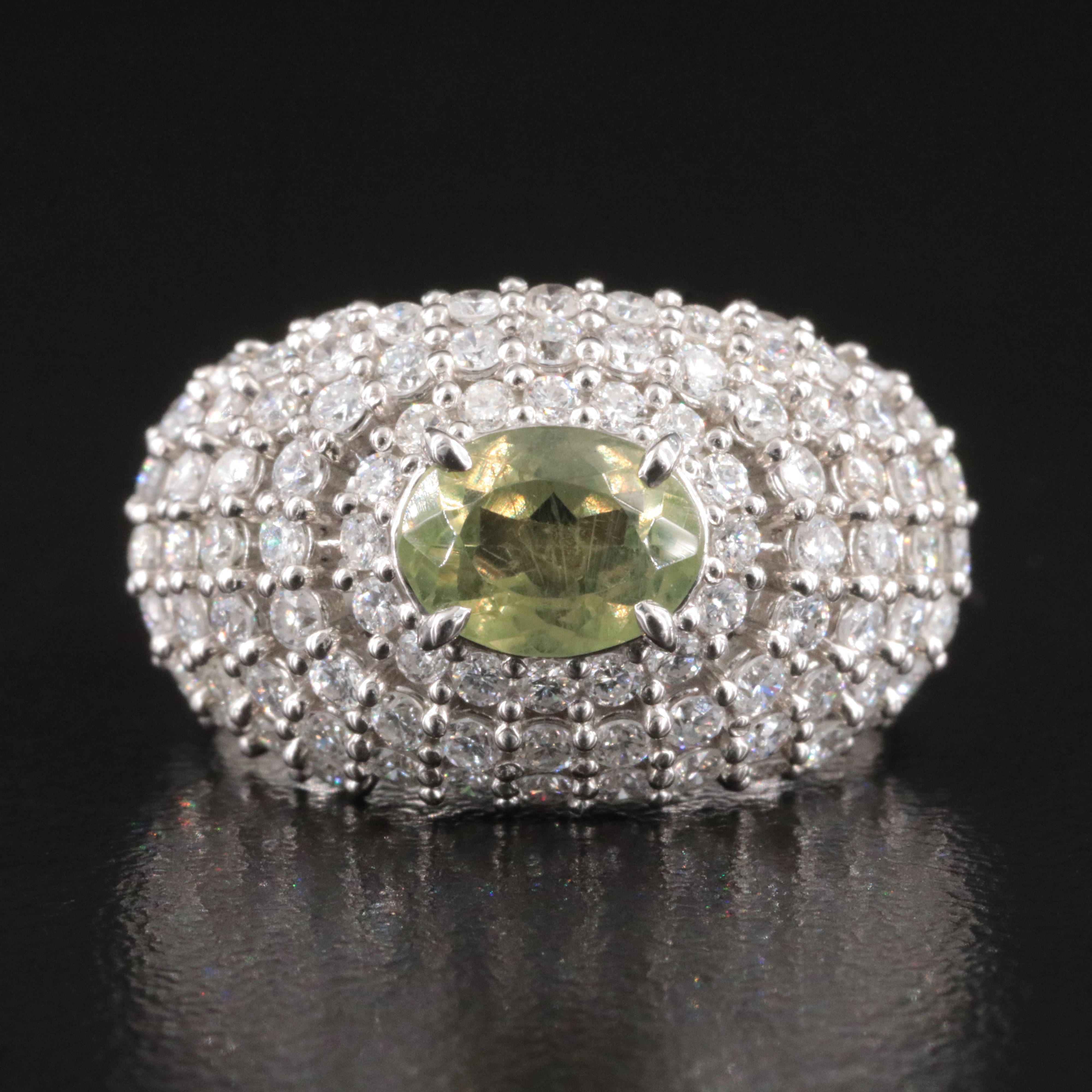 Platinum 1.10 CT Alexandrite and 1.44 CTW Diamond Dome Ring, Online GIA Report