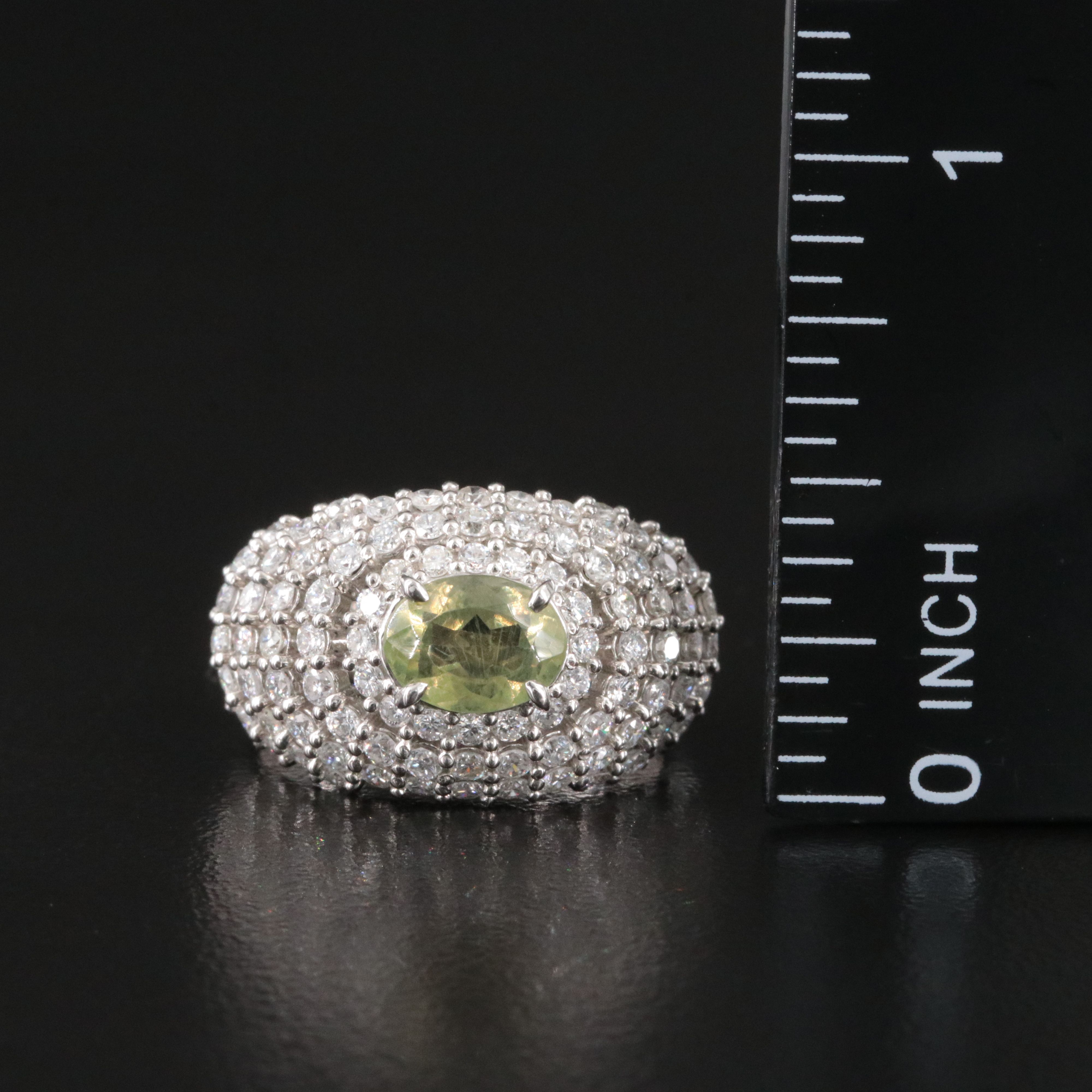 Platinum 1.10 CT Alexandrite and 1.44 CTW Diamond Dome Ring, Online GIA Report