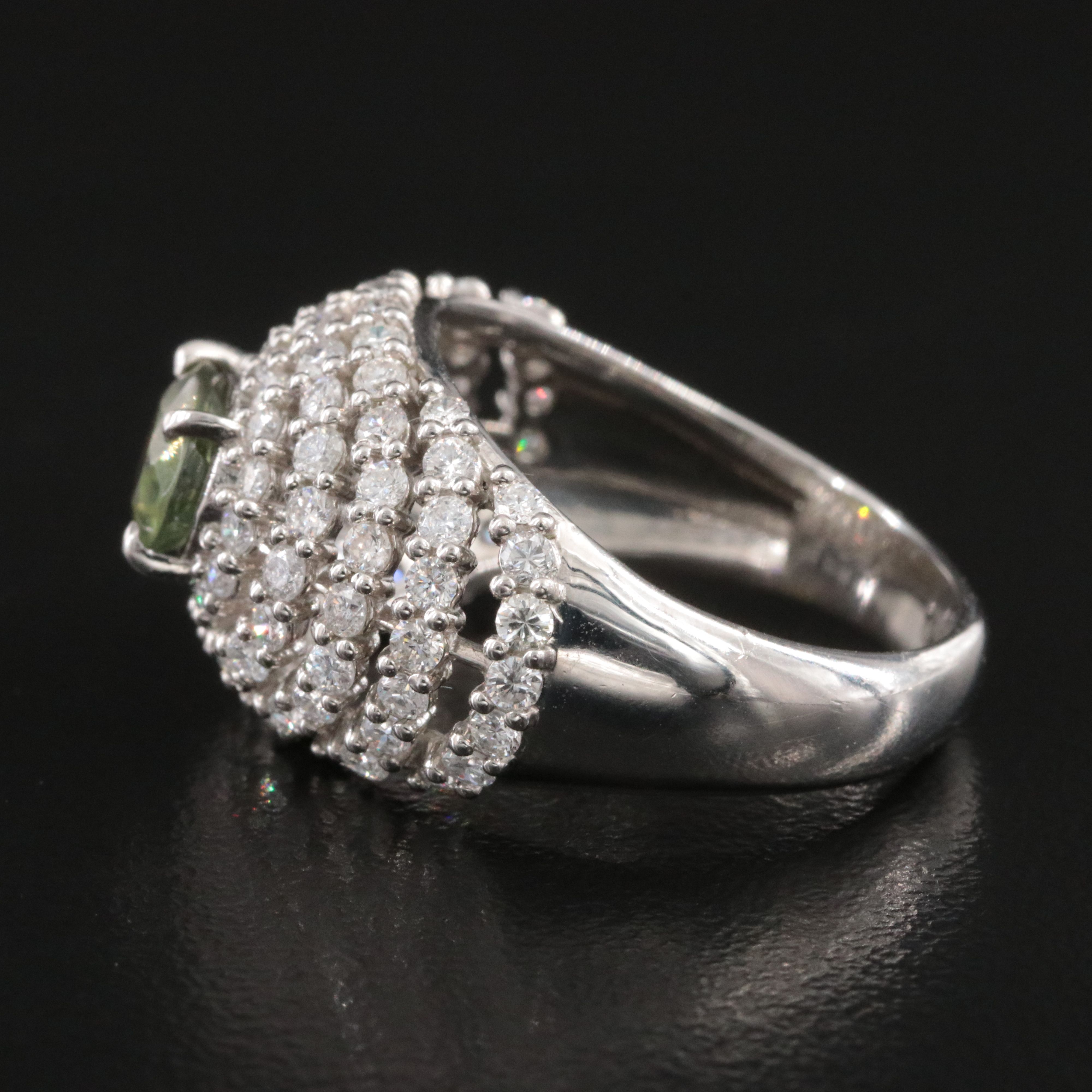 Platinum 1.10 CT Alexandrite and 1.44 CTW Diamond Dome Ring, Online GIA Report