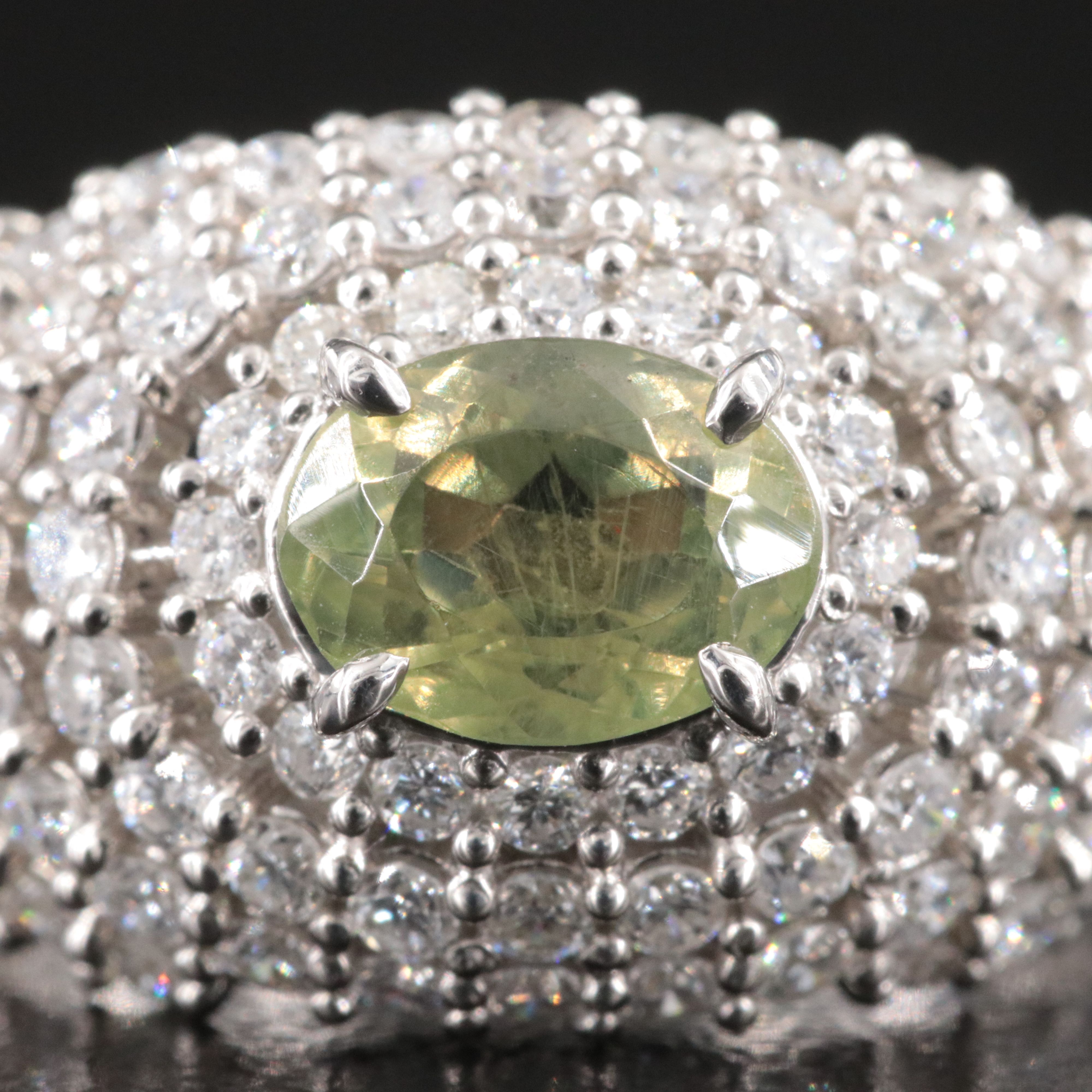 Platinum 1.10 CT Alexandrite and 1.44 CTW Diamond Dome Ring, Online GIA Report