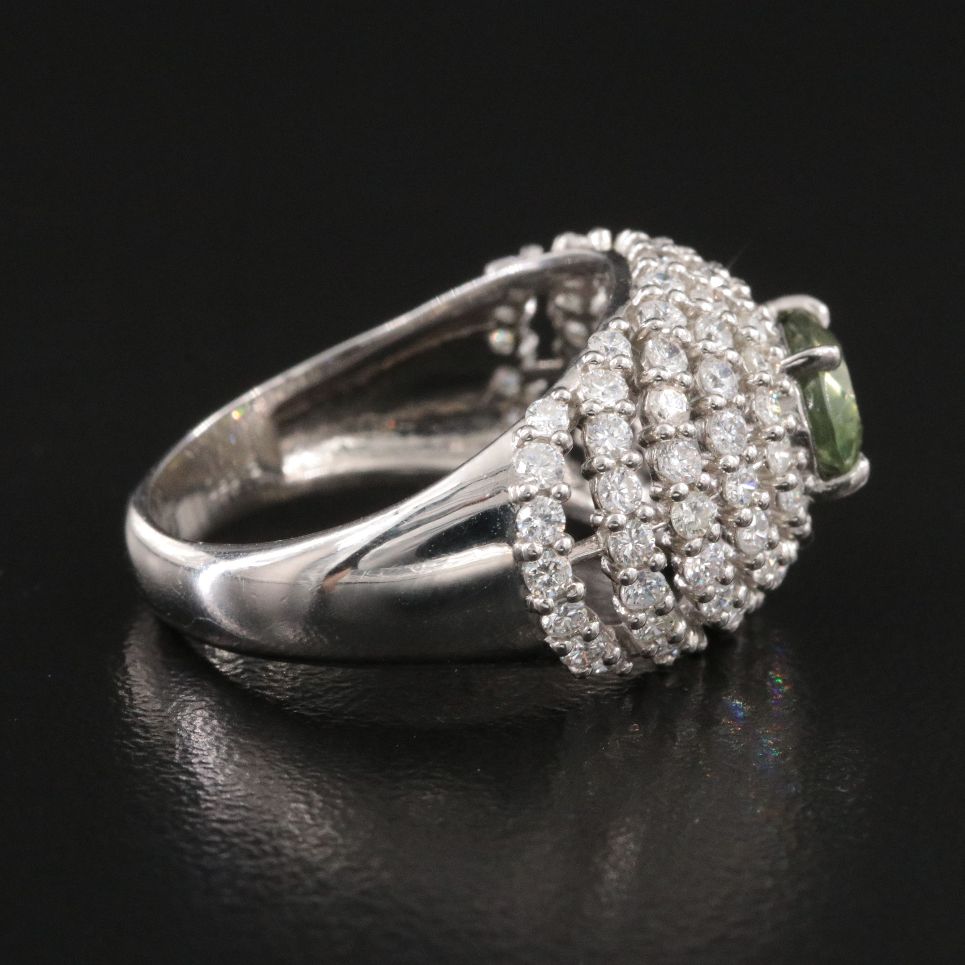 Platinum 1.10 CT Alexandrite and 1.44 CTW Diamond Dome Ring, Online GIA Report