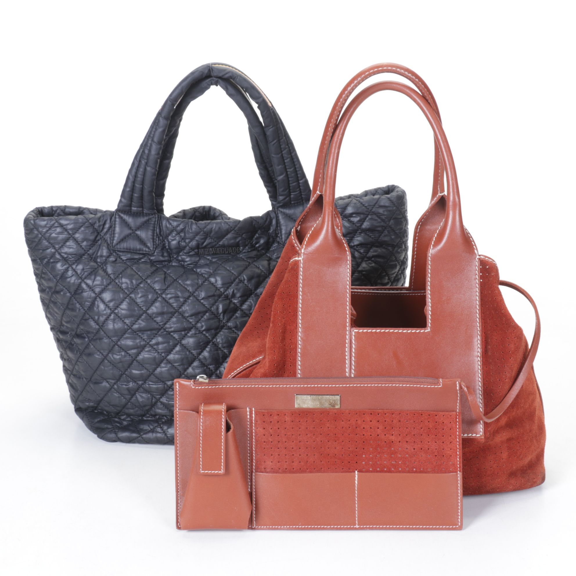 Lambertson Truex Suede & Leather Handbag with MZ Wallace Quilted Tote