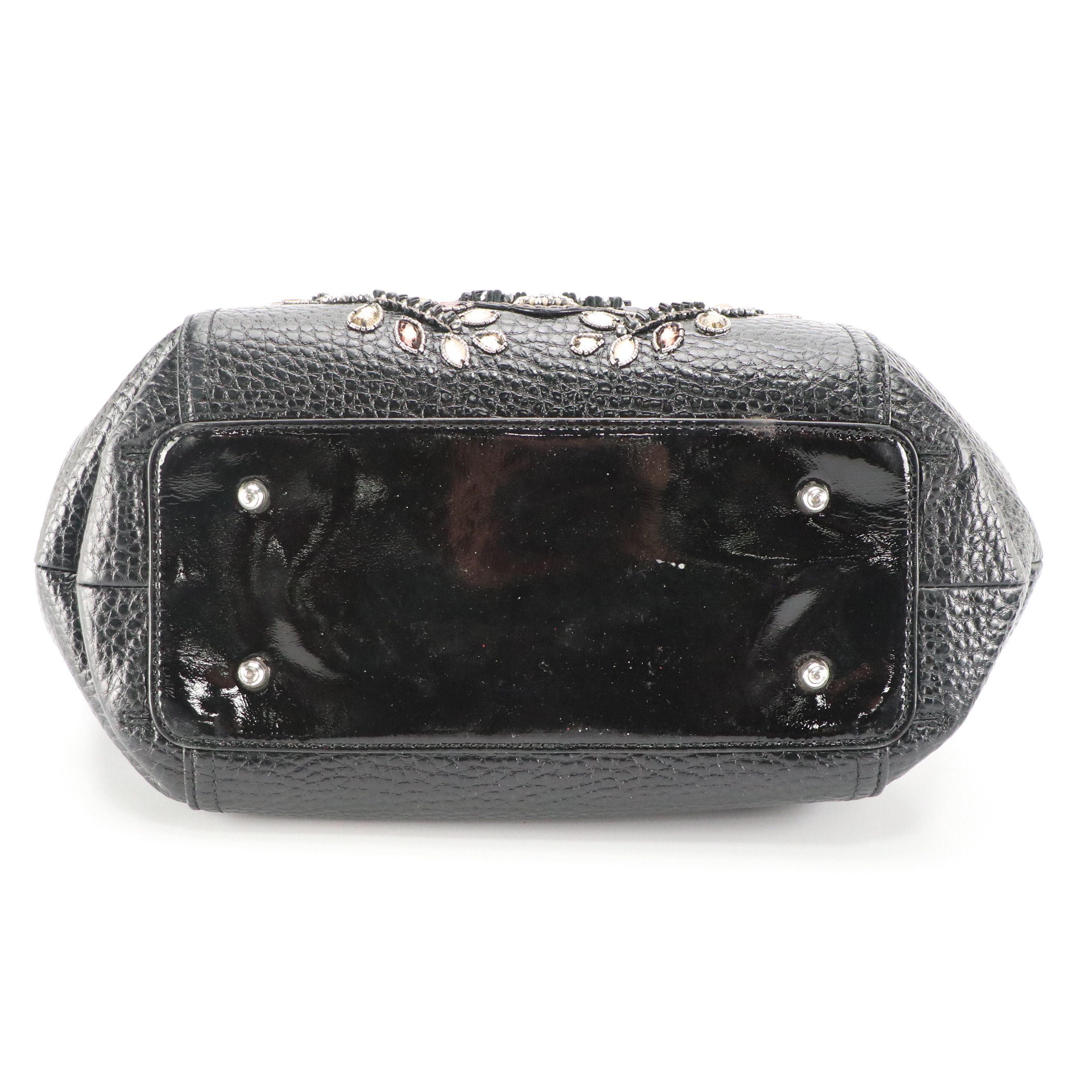 Kate Spade Black Glitter "Tinsel" Tote Bag, Brighton Embellished Leather Bag